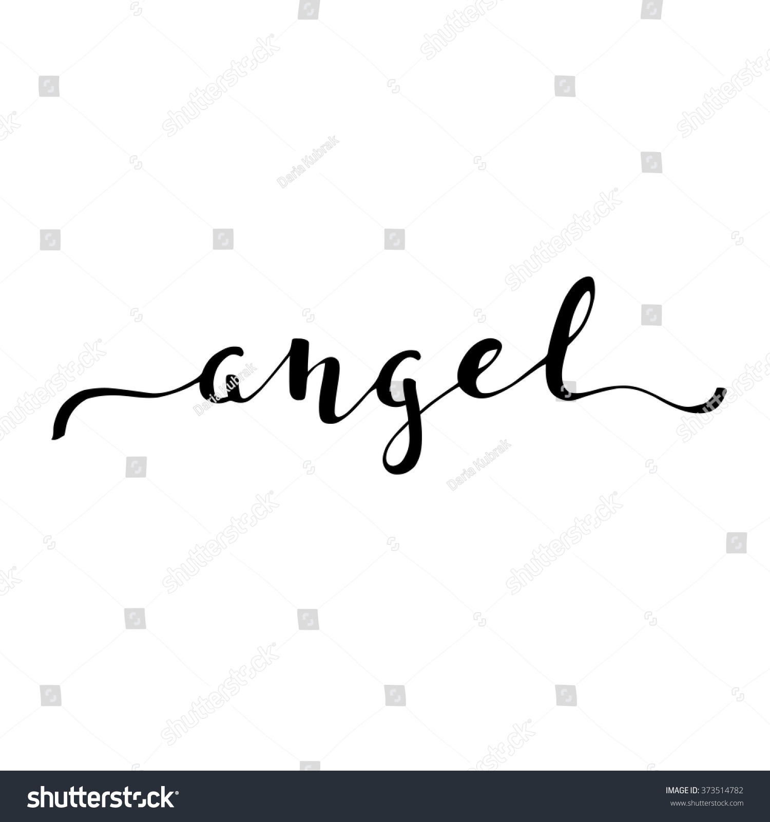 Hand Drawn Calligraphy Word Angel Handwritten Vector De Stock Libre