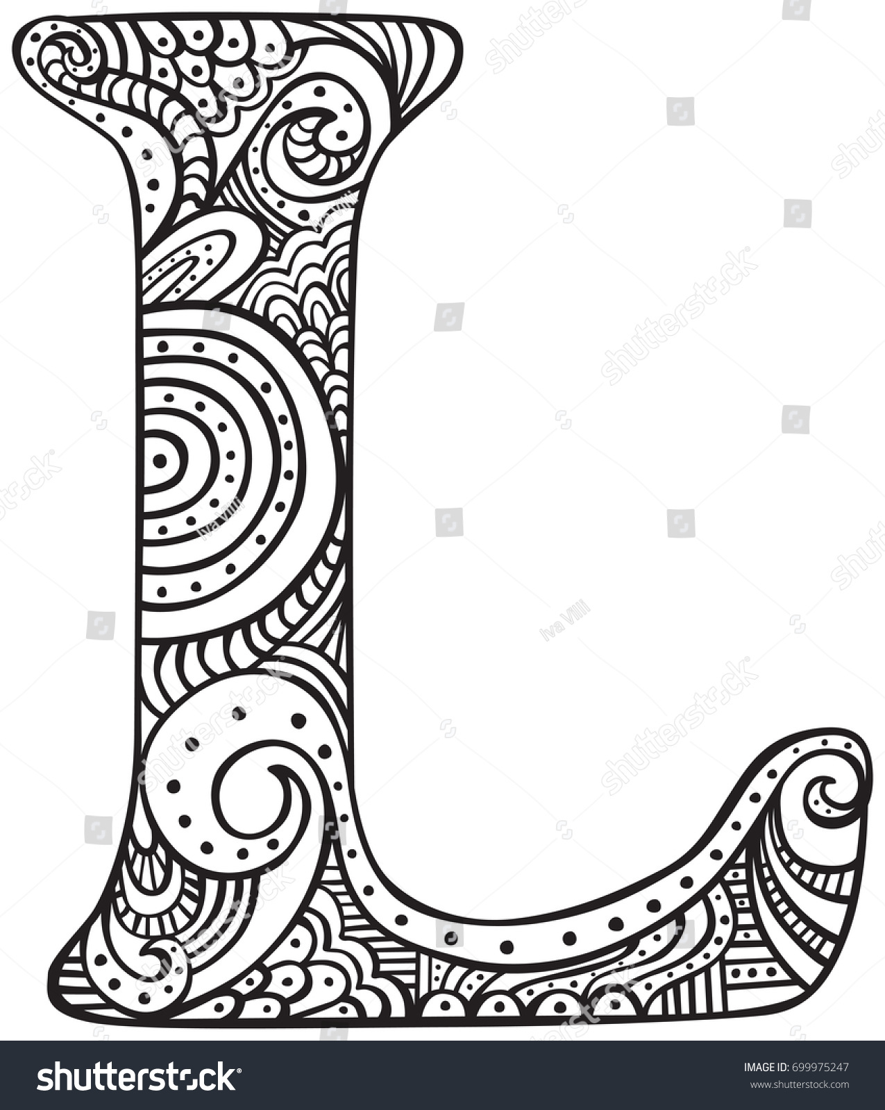 Hand Drawn Capital Letter L Black Stock Vector Royalty Free 699975247