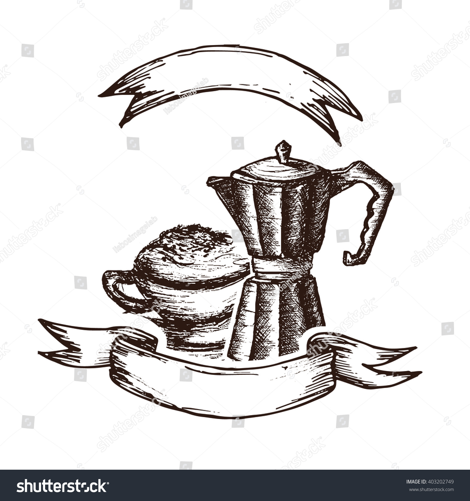 Hand Drawn Cappuccino Coffee Maker Vector Stock Vector 403202749 - Shutterstock