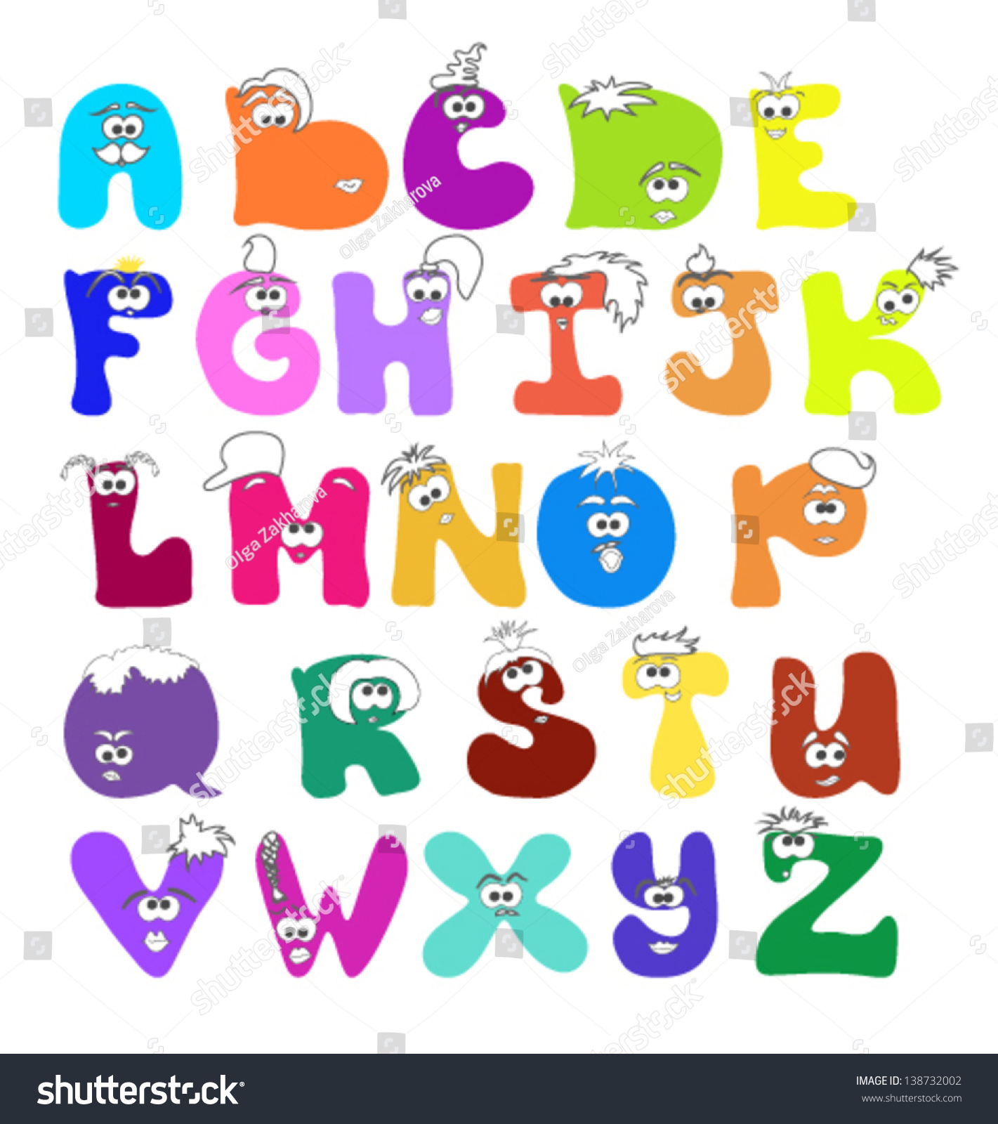 Hand Drawn Cartoon Alphabet Letters Z Stock Vector 138732002 - Shutterstock