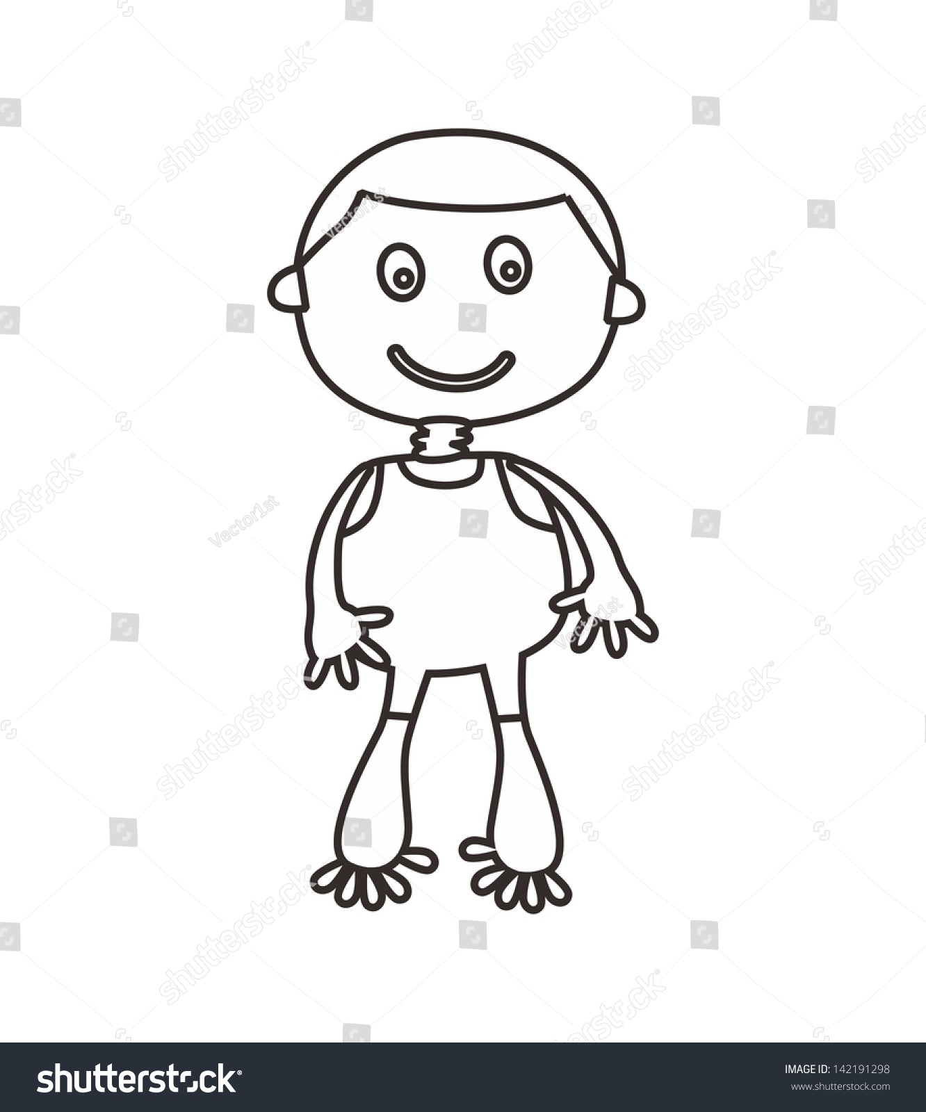 Hand Drawn Cartoon Boy Standing: เวกเตอร์สต็อก (ปลอดค่าลิขสิทธิ์ ...
