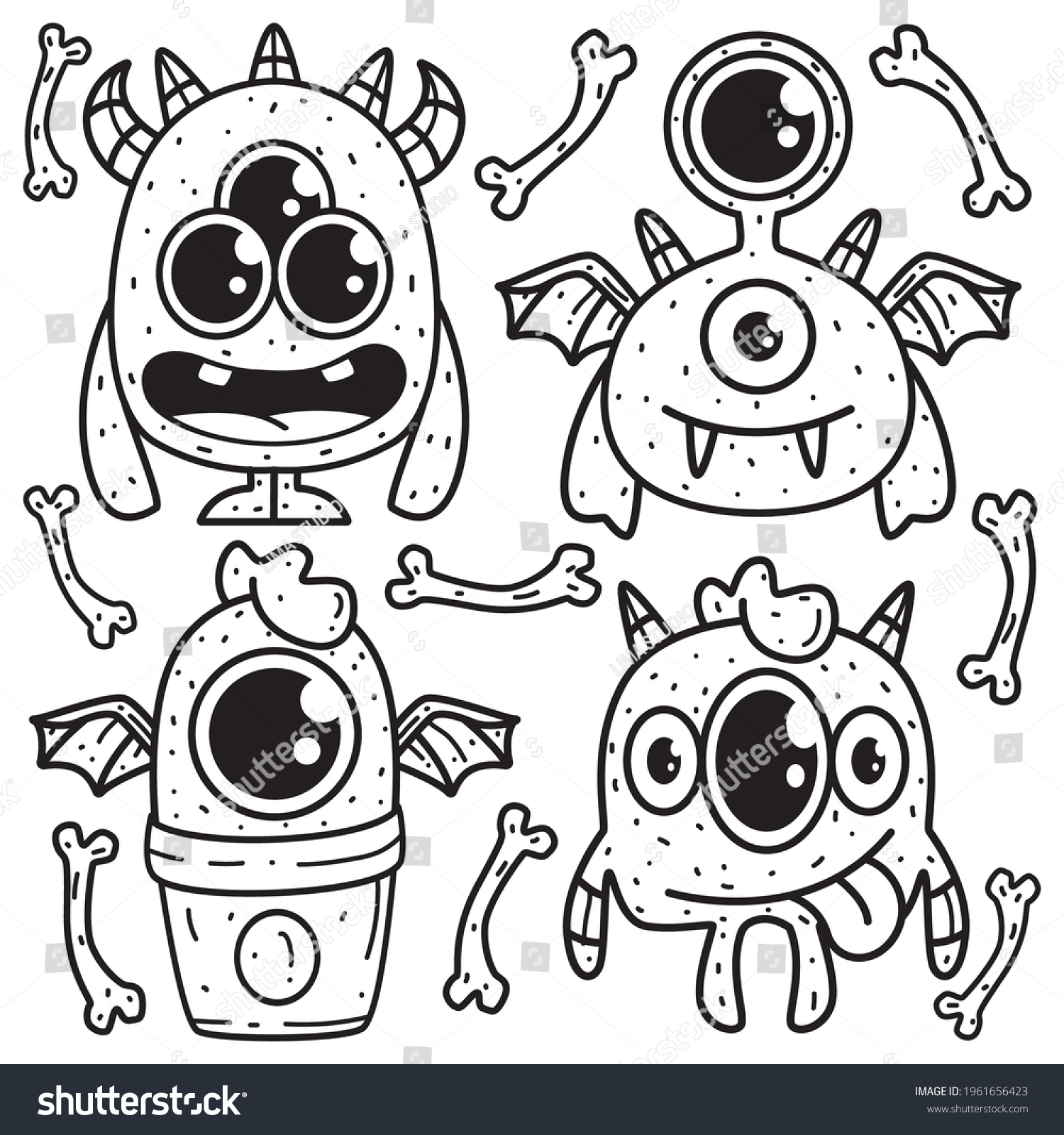 Hand Drawn Cartoon Doodle Monster Design Stock Vector (Royalty Free ...