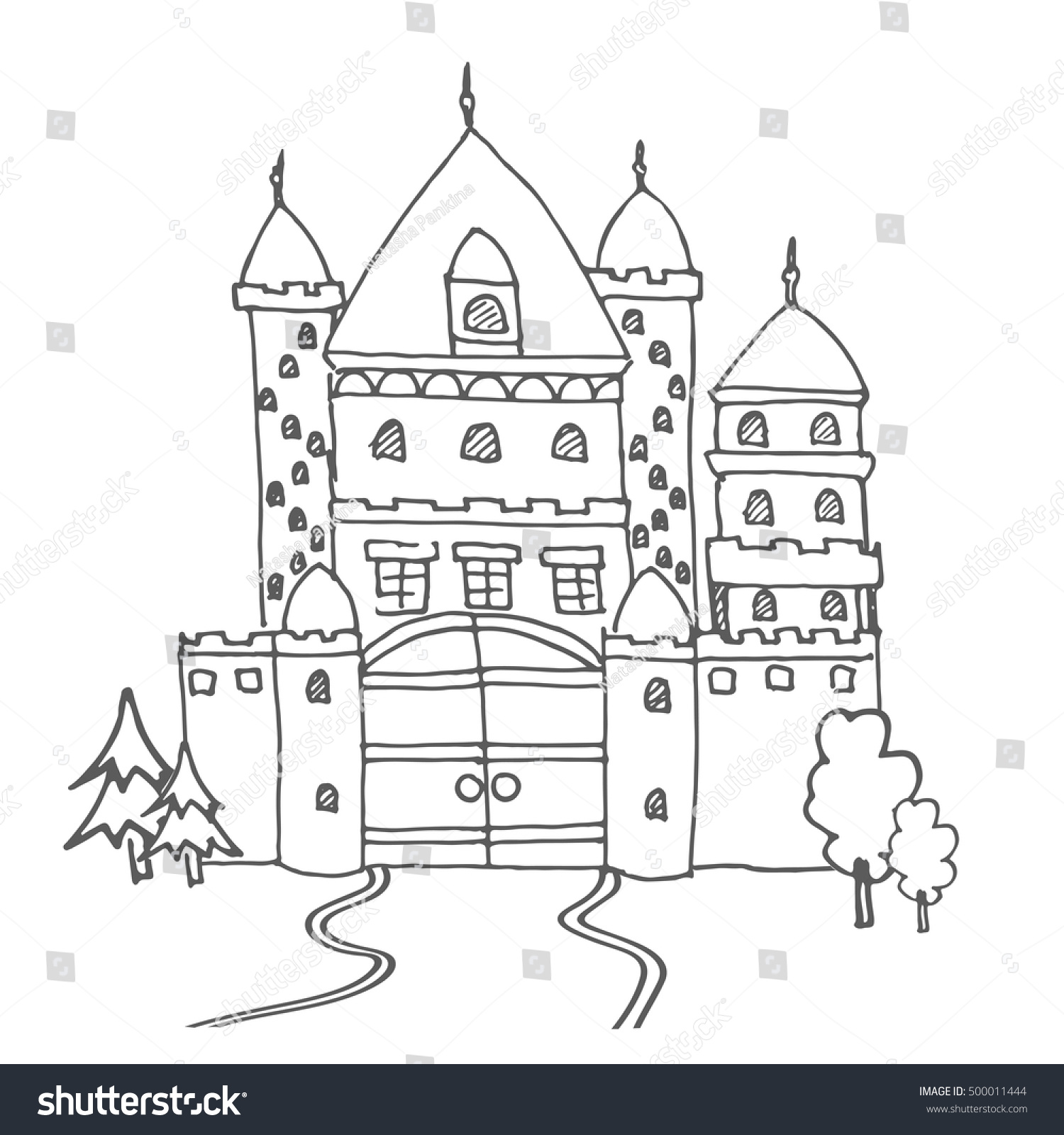 Hand Drawn Cartoon Fairy Tale Castle Stock Vector (Royalty Free) 500011444