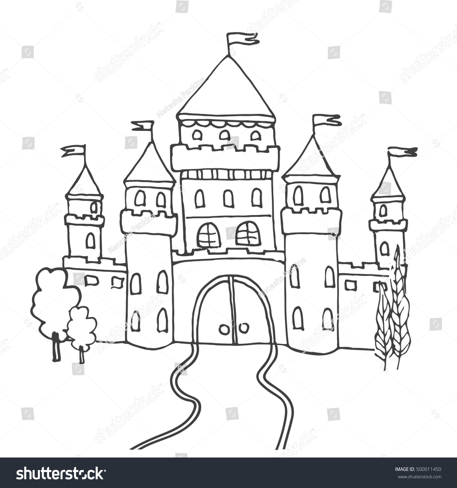 Hand Drawn Cartoon Fairy Tale Castle Stock Vector (Royalty Free) 500011450