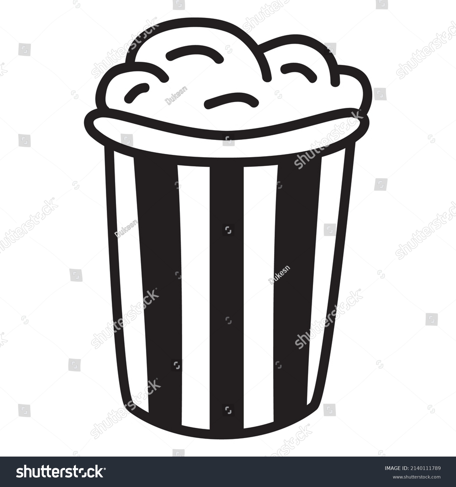 Hand Drawn Cartoon Illustration Foodpopcorn Doodle Stock Vector ...