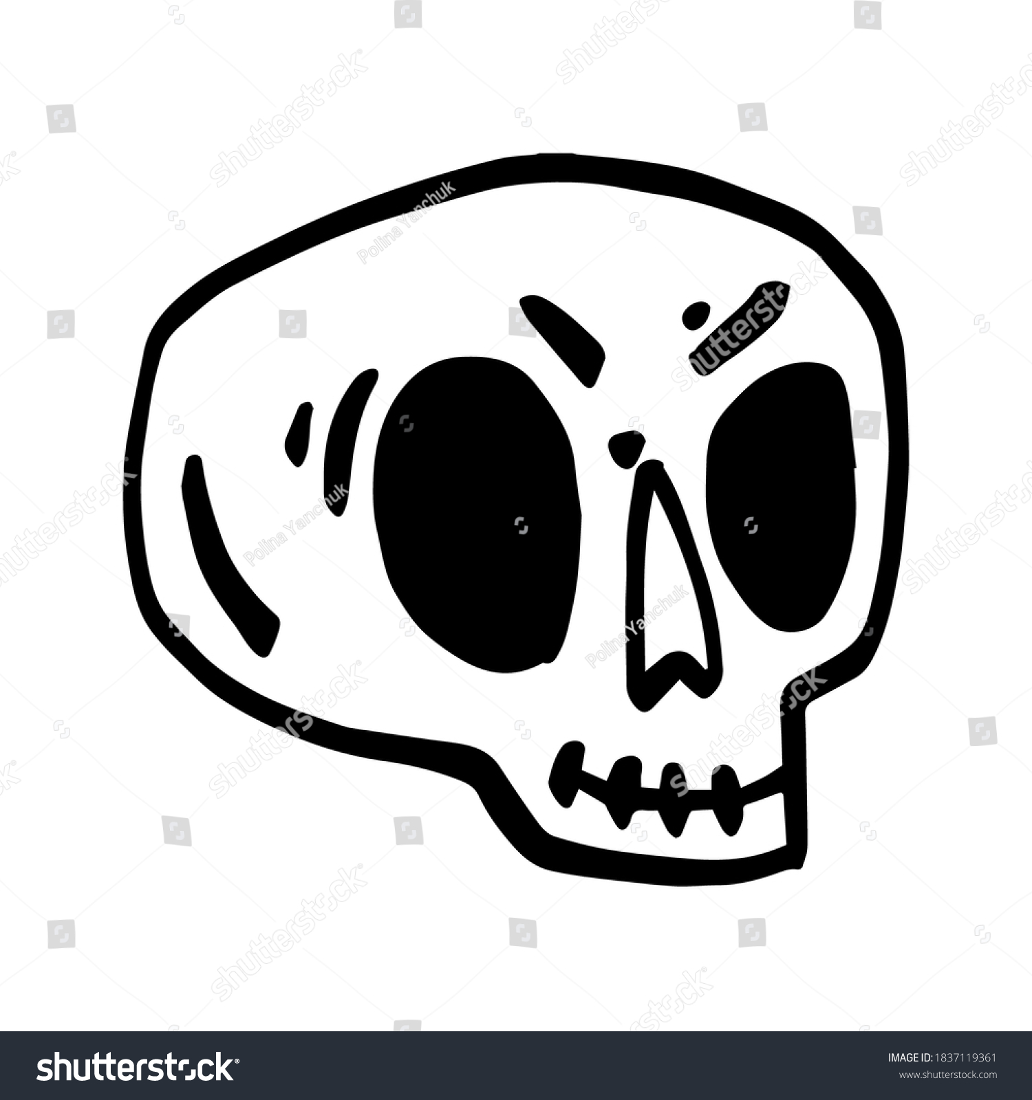 Hand Drawn Cartoon Skull Funny Cartoon Stock Vector (Royalty Free ...