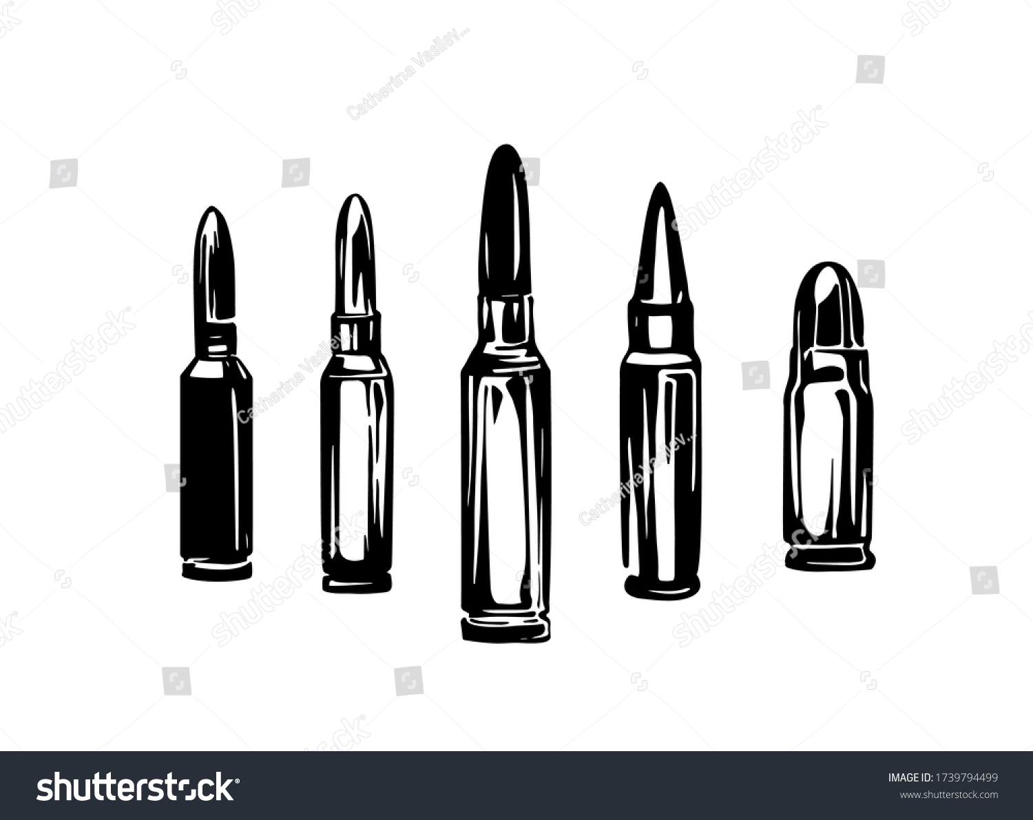 Hand Drawn Cartridge Set Ink Drawing Stock Vector (Royalty Free) 1739794499