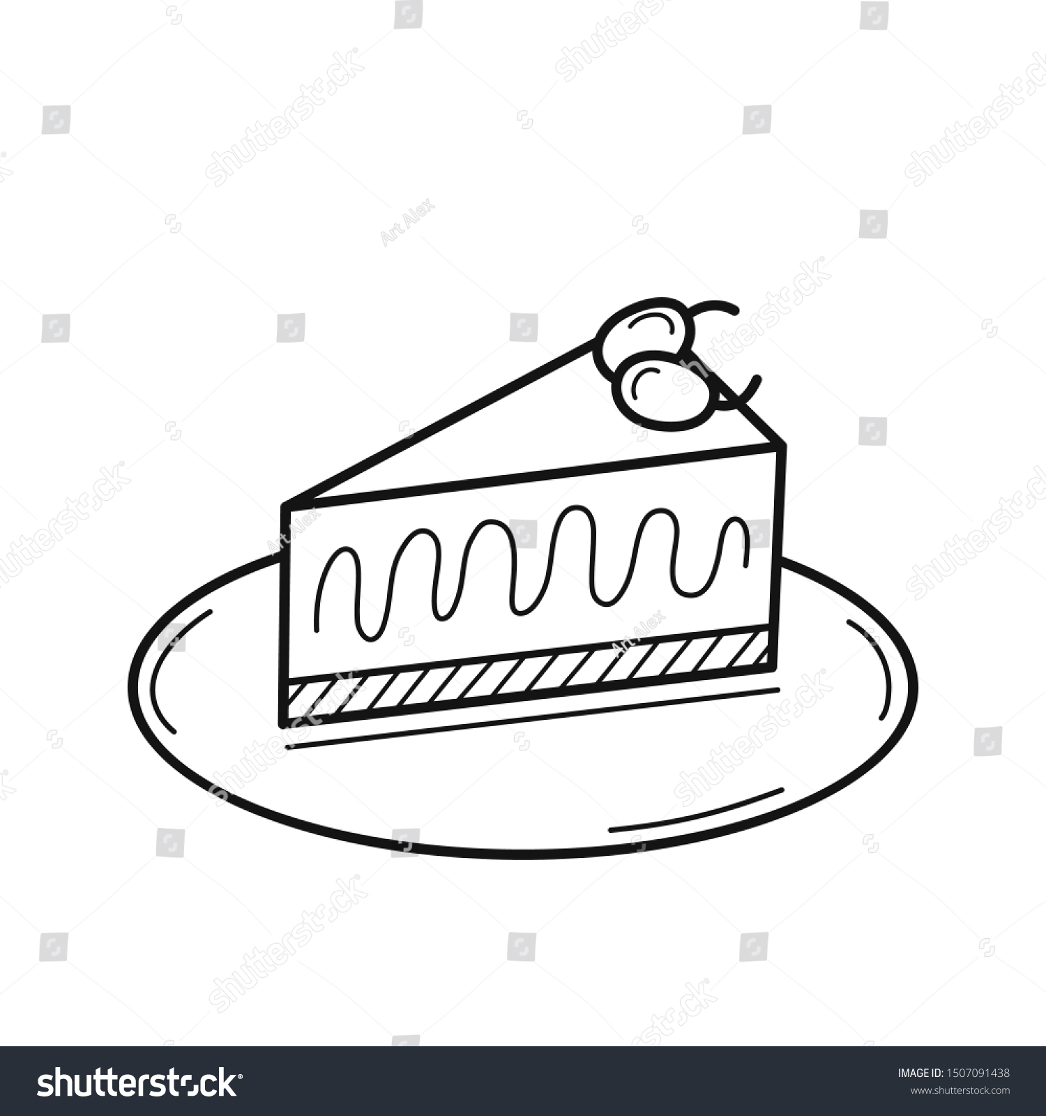 Hand Drawn Cheesecake Isolated On White Stock Vector (Royalty Free ...