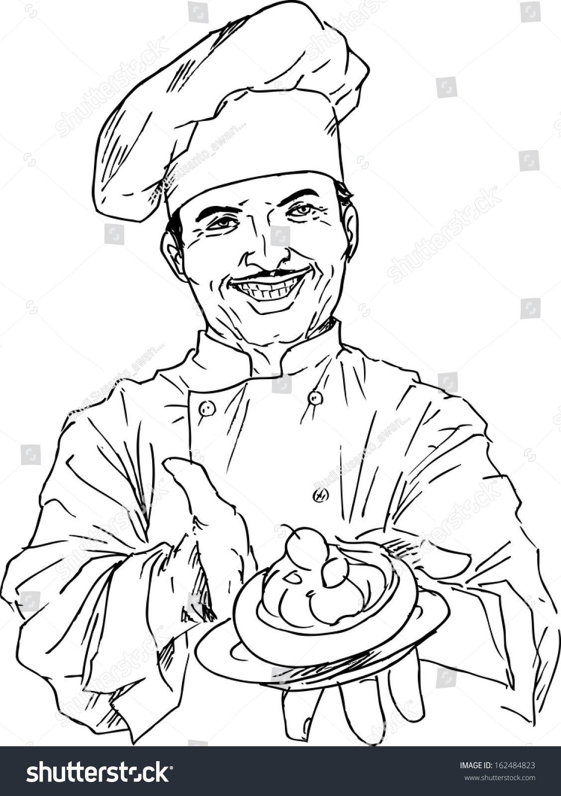 Hand Drawn Chef Stock Vector (Royalty Free) 162484823 - Shutterstock