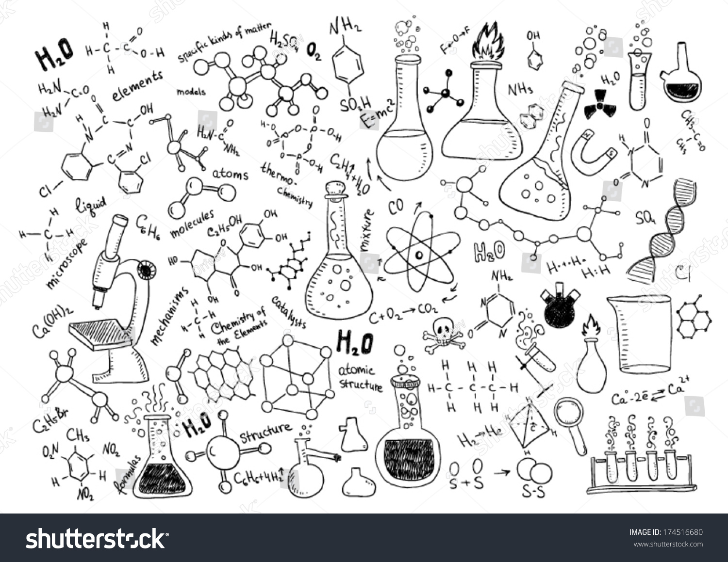 Hand Drawn Chemistry Stock Vector 174516680 - Shutterstock