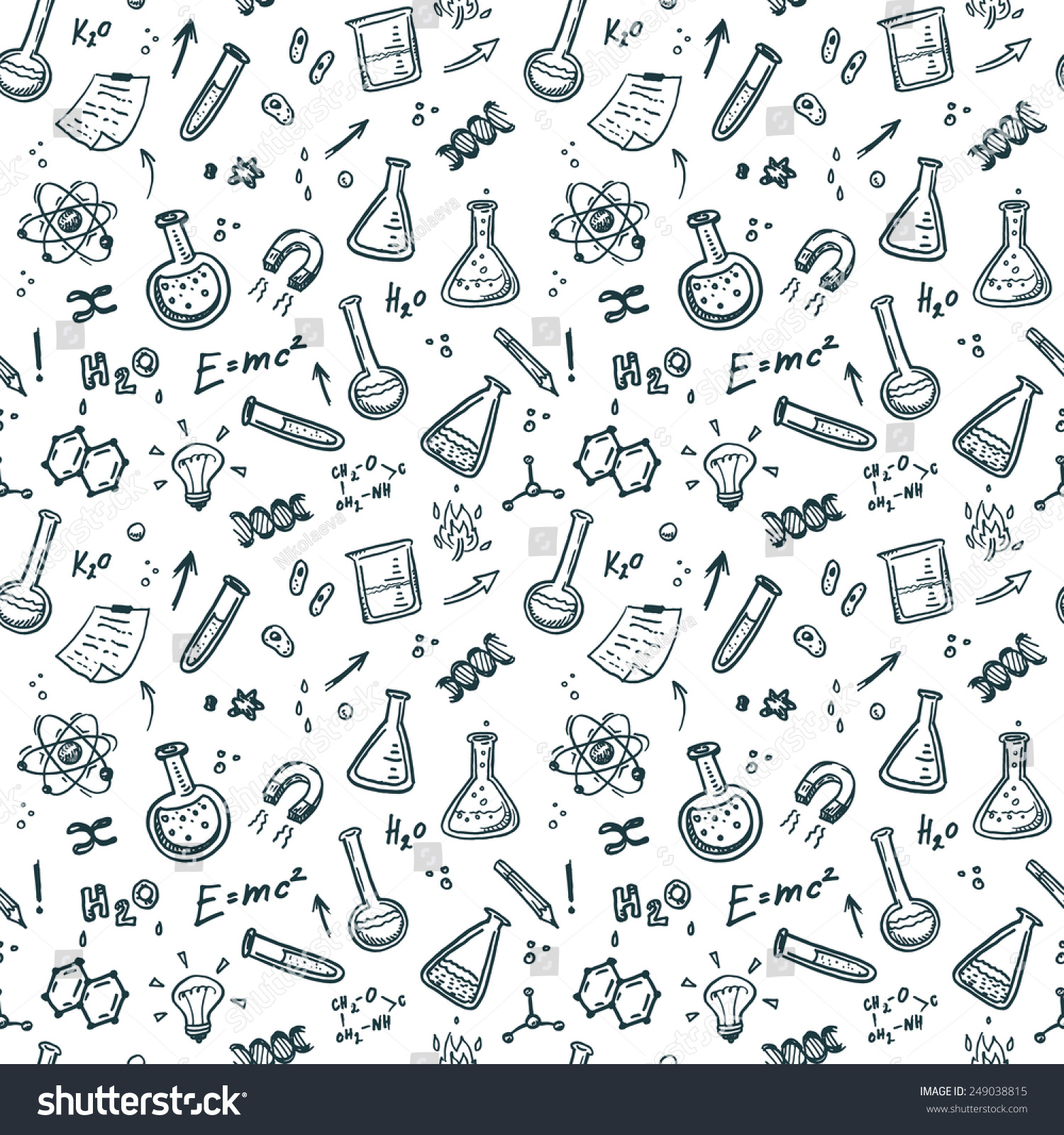 Hand Drawn Chemistry Seamless Pattern Science Stock Vector 249038815 ...