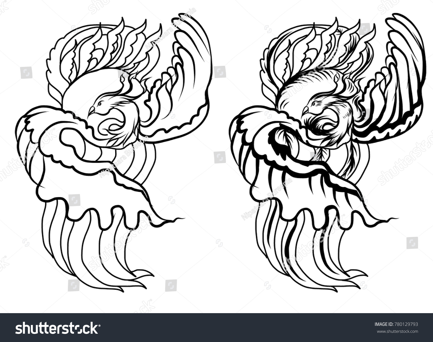 hand drawn chinese peacock tattooasian phoenix stock vector hand drawn chinese peacock tattooasian phoenix stock vector