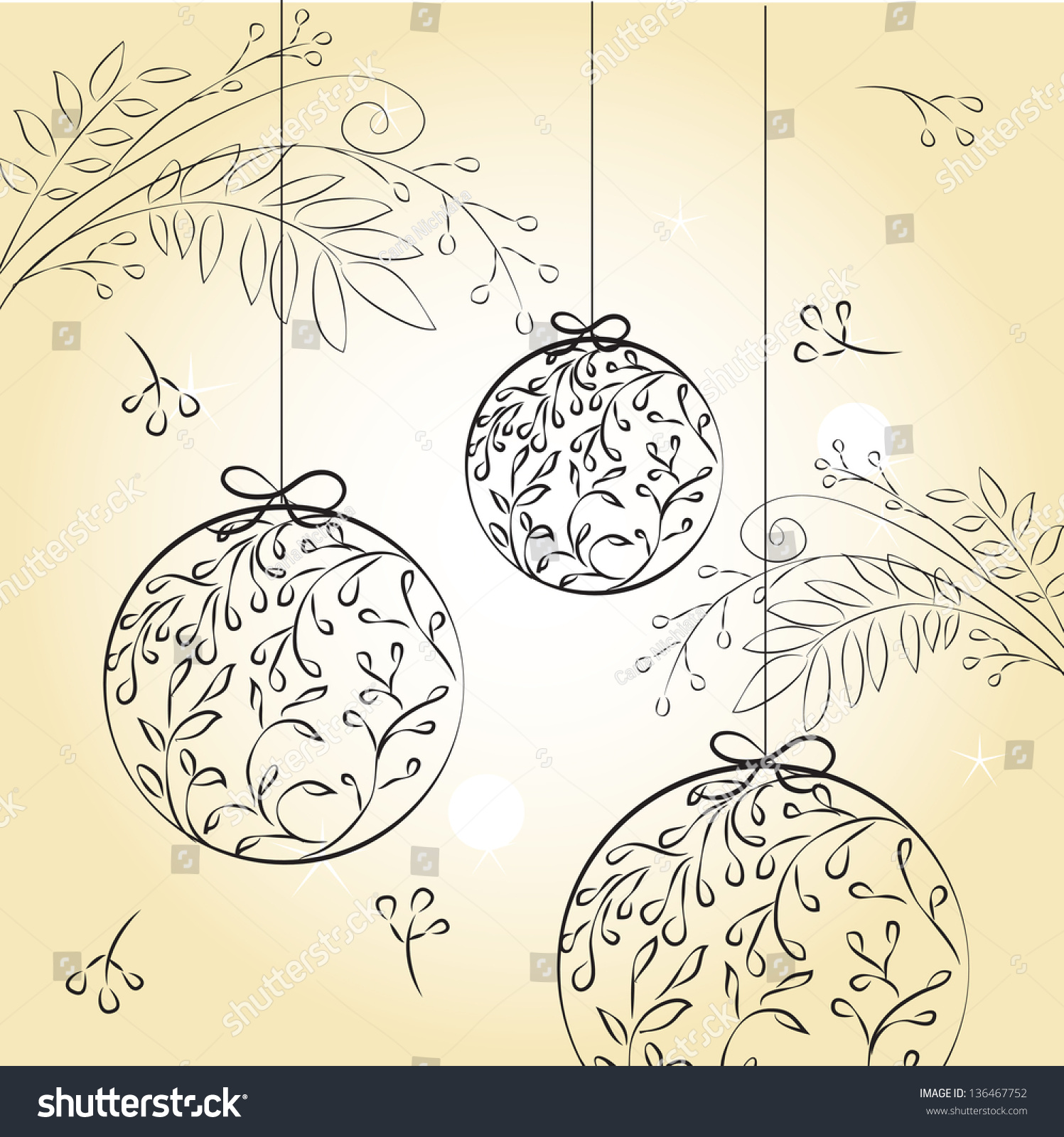 Hand drawn Christmas balls vector