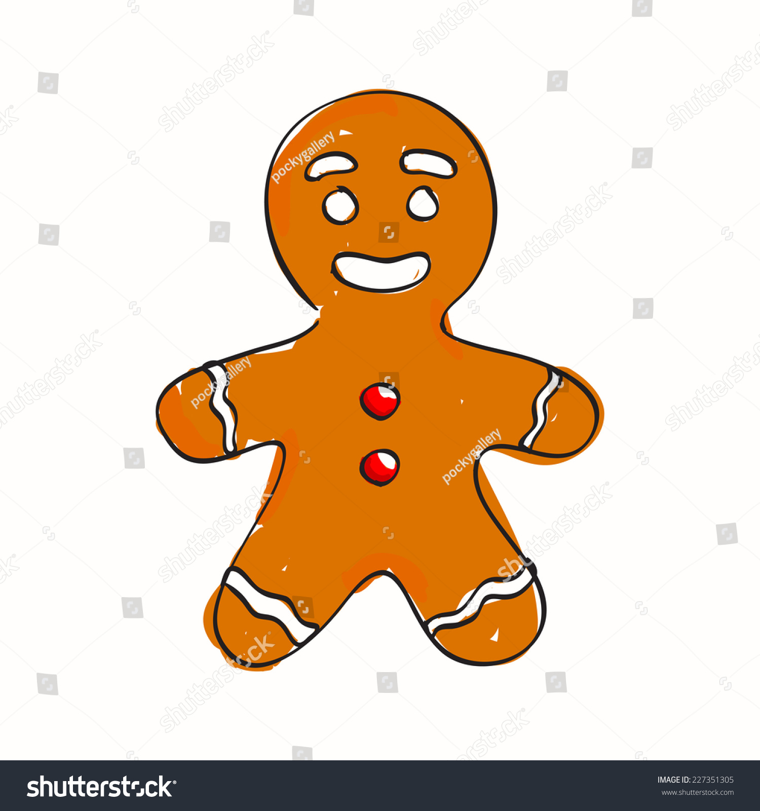 Hand Drawn Christmas Cookie On White Stock Vector 227351305 Shutterstock