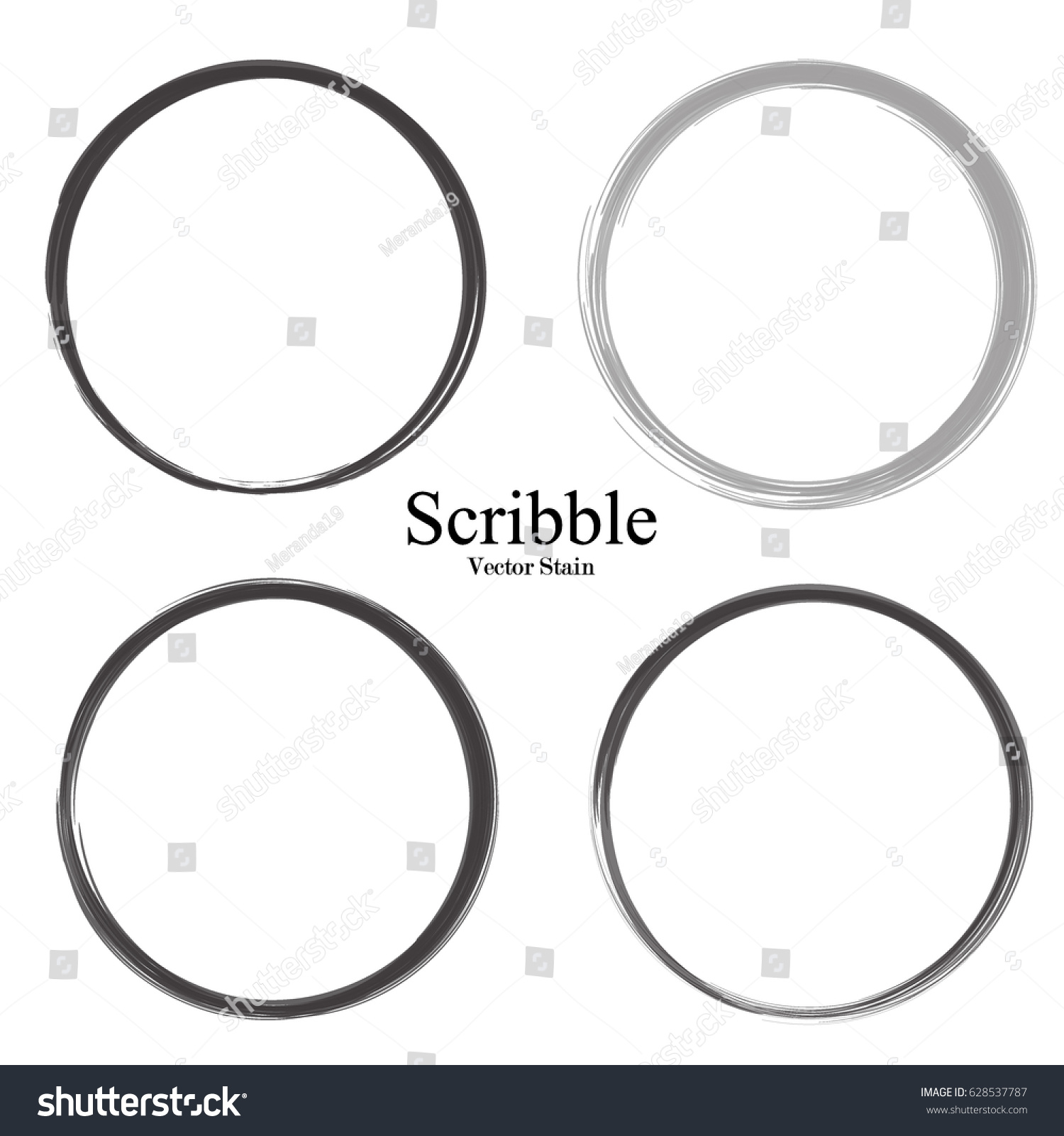 Hand Drawn Circles Using Sketch Drawing Stock Vector 628537787 