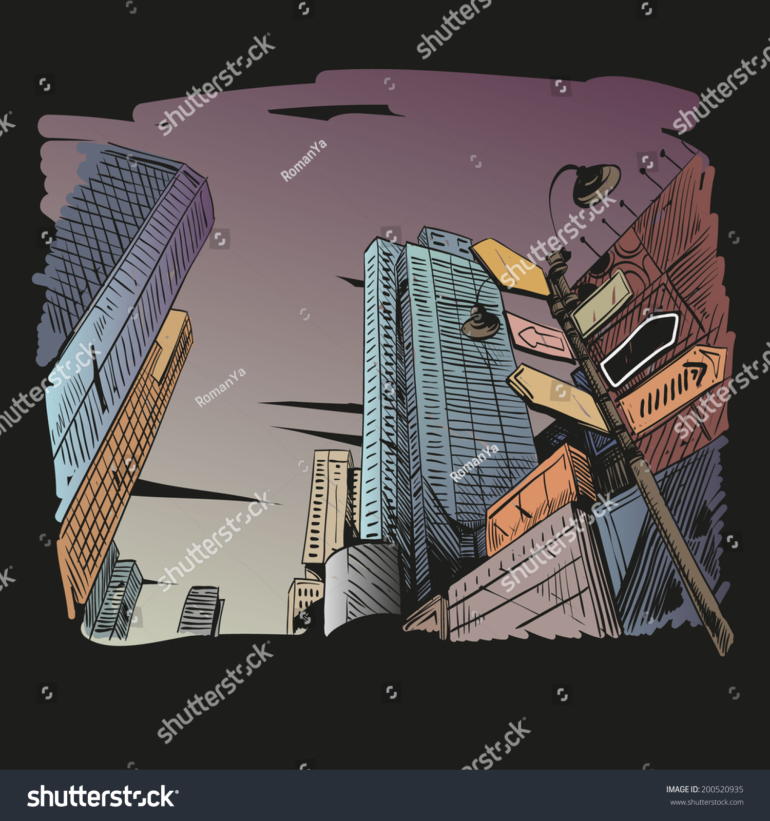 Hand Drawn Cityscape Vector Illustration Stock Vector Royalty Free 200520935 Shutterstock 2255