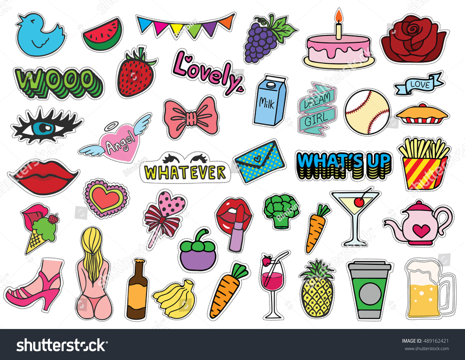 Hand Drawn Colorful T Shirt Patches Stock Vector 489162421 - Shutterstock