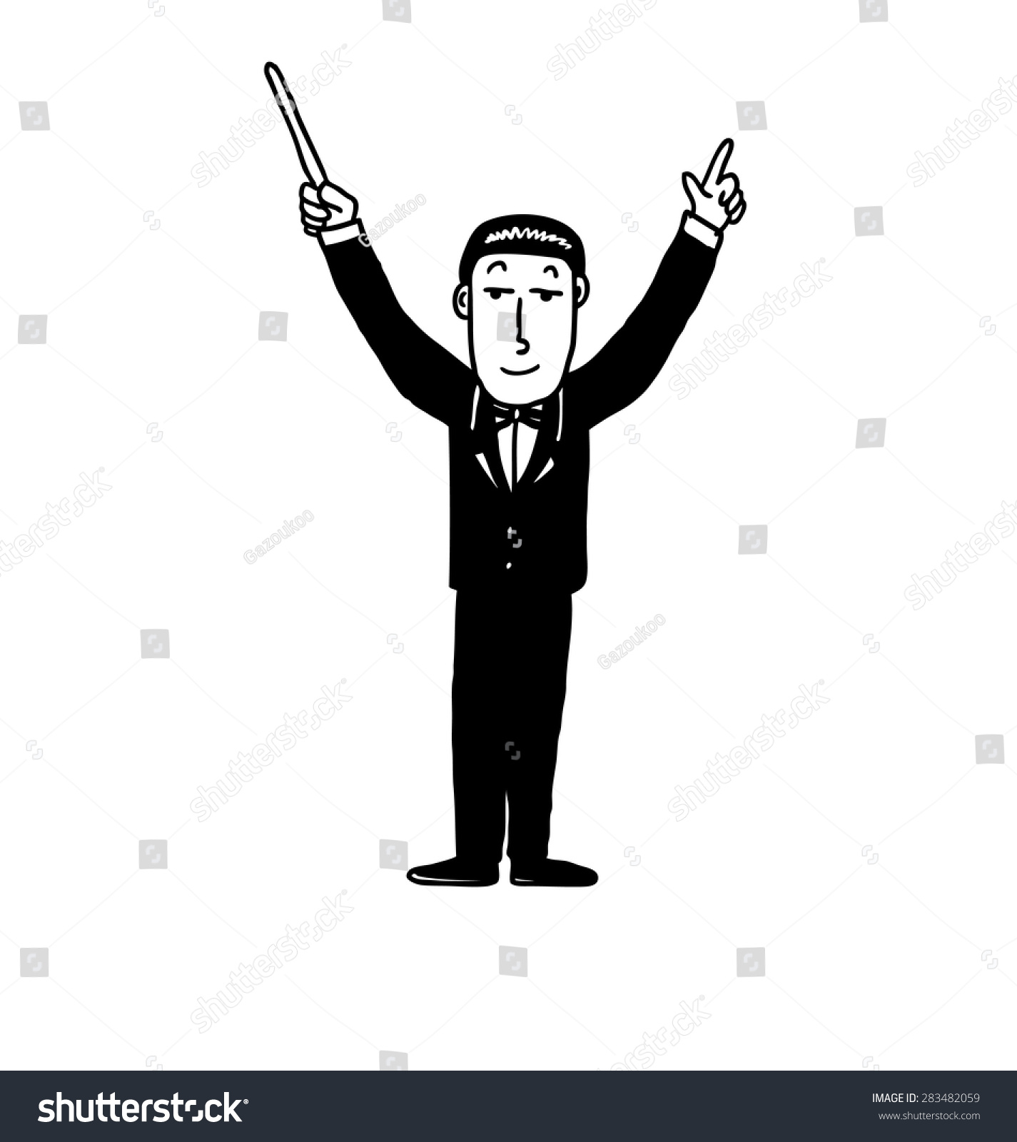 black and white conductor with baton clip art preview