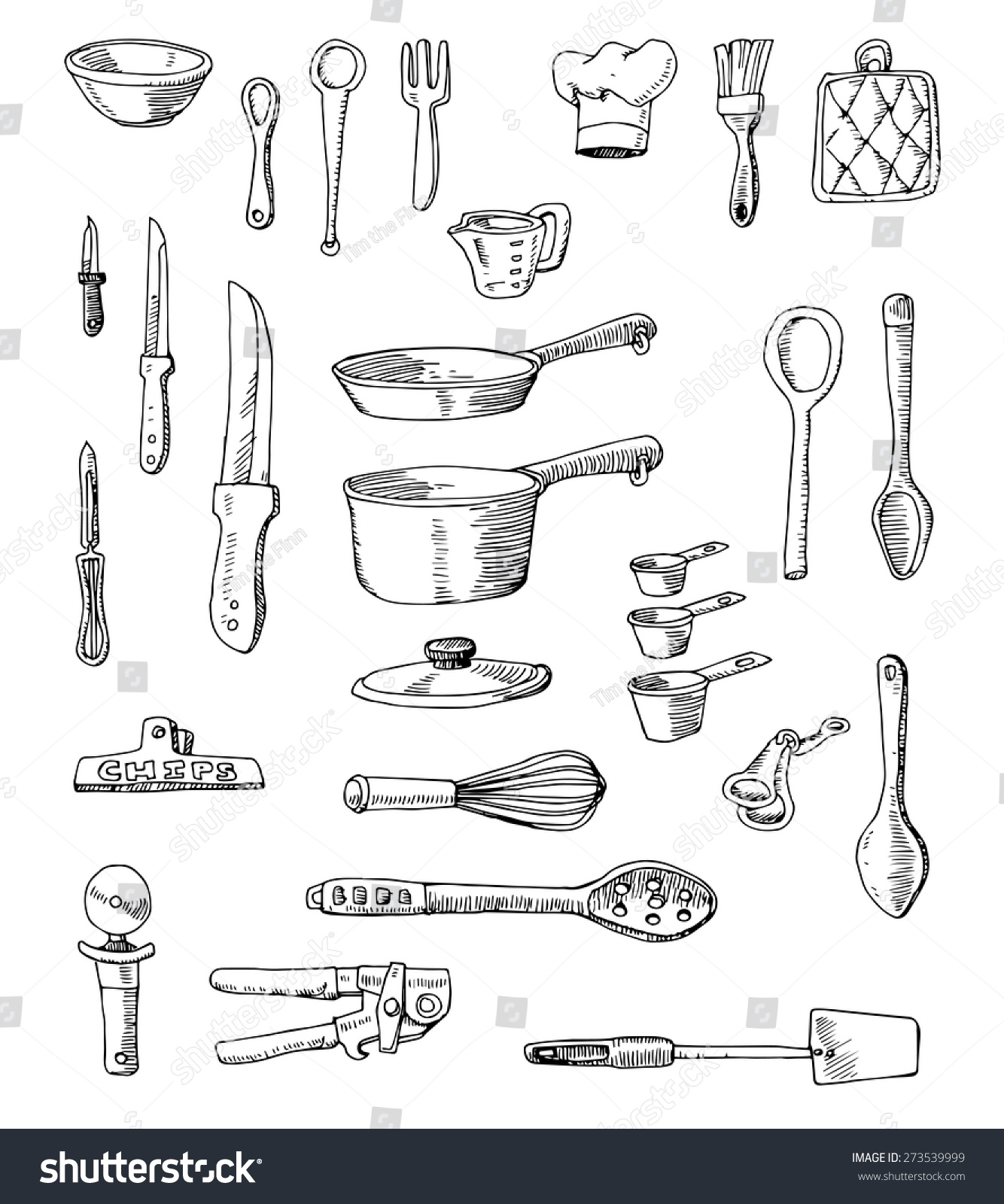 Handdrawn Cookware Set Illustration Stock Vector 273539999 - Shutterstock