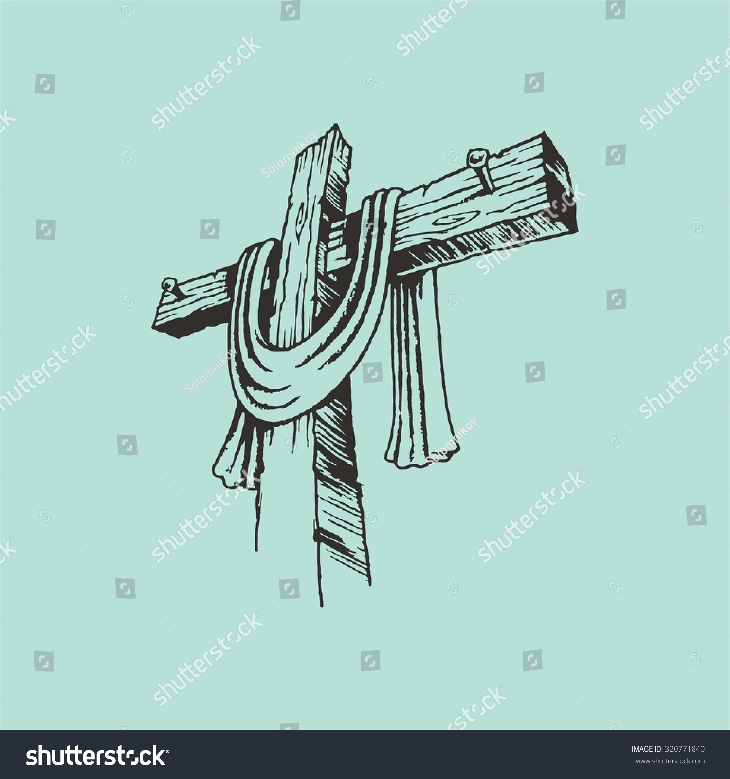 Hand Drawn Cross And Shroud Stock Vector 320771840 : Shutterstock