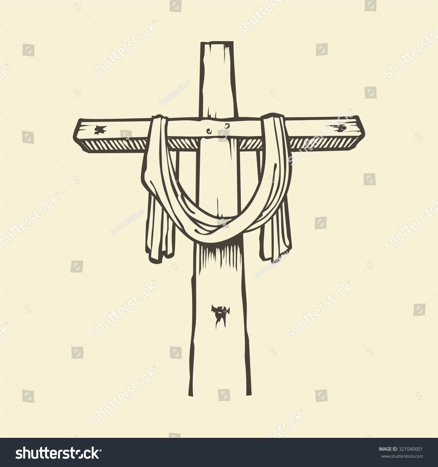 Hand Drawn Cross With Shroud Stock Vector 321040001 : Shutterstock