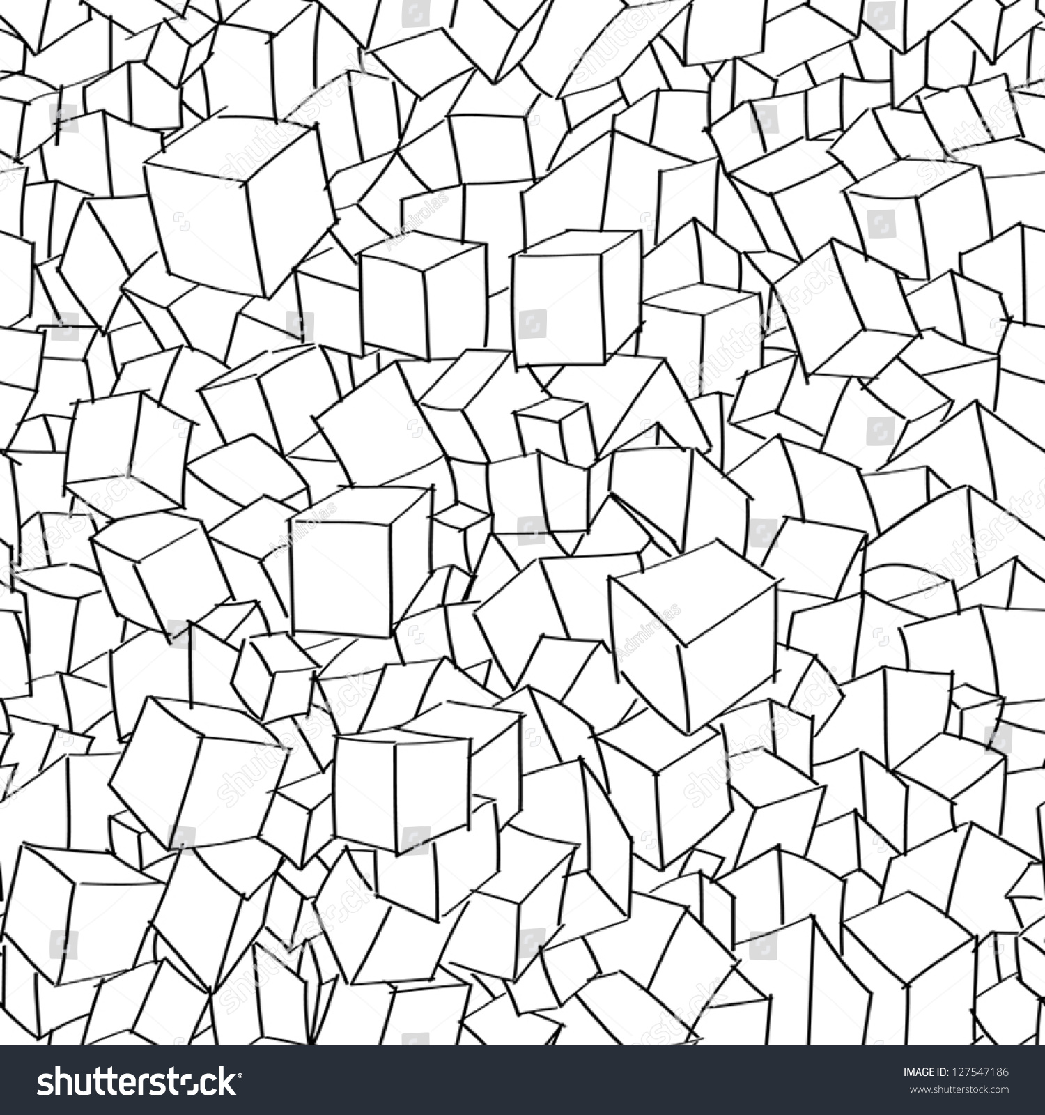 Hand Drawn Cubic Seamless Pattern Stock Vector 127547186 - Shutterstock