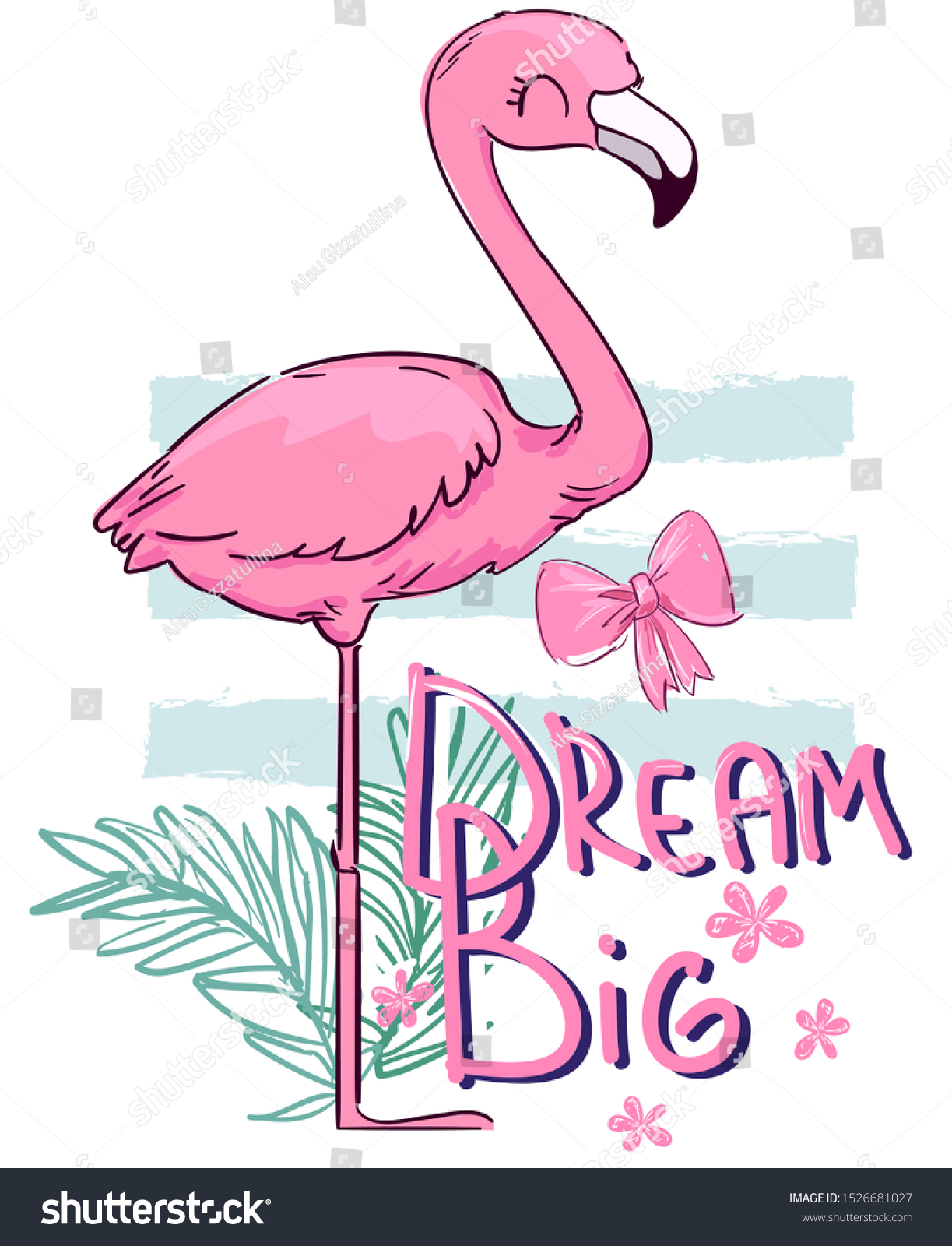 Hand Drawn Cute Flamingo Vector Illustration Stock Vector (Royalty Free ...