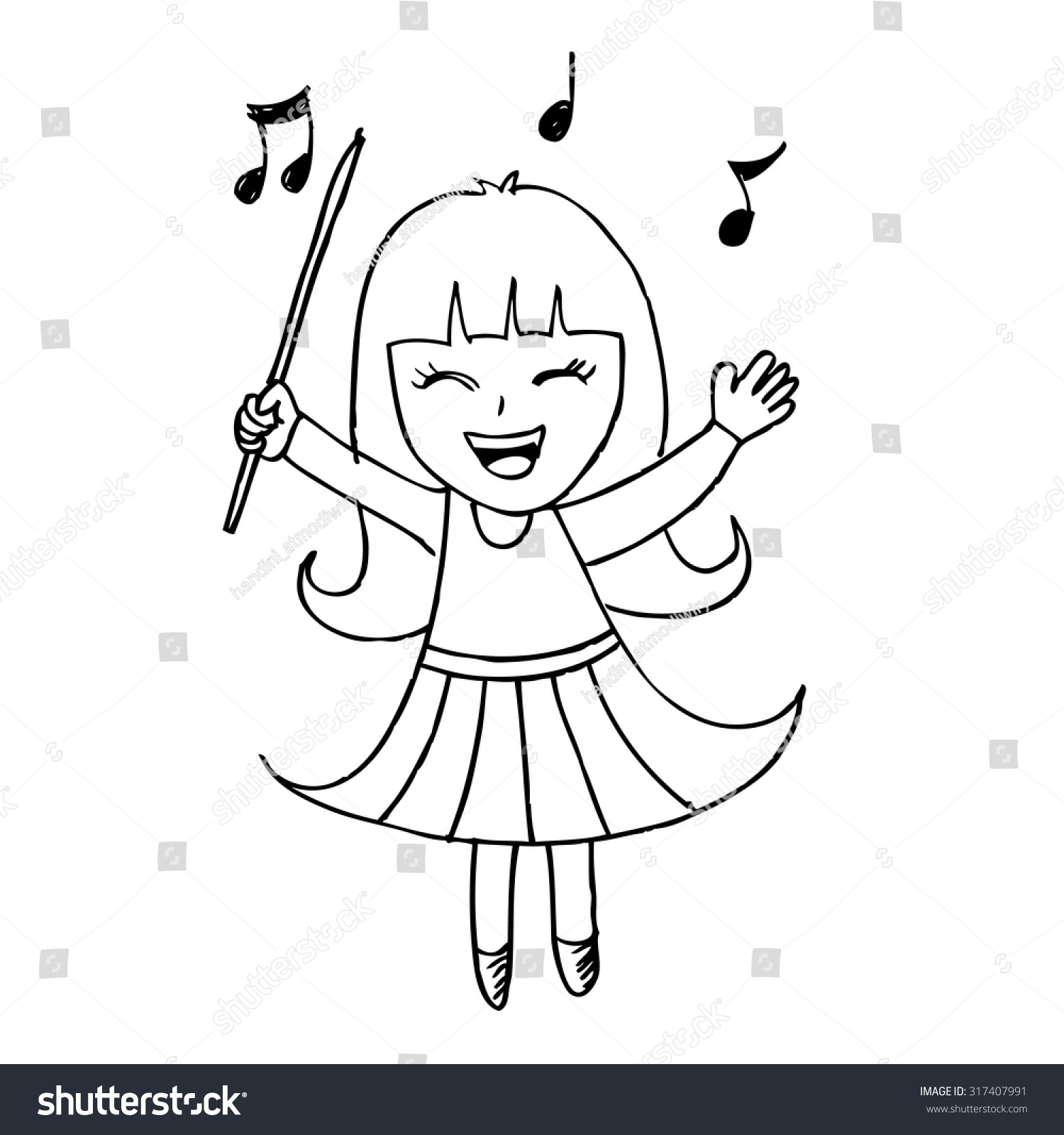 Hand Drawn Cute Girl Conductor Stock Vector 317407991 - Shutterstock