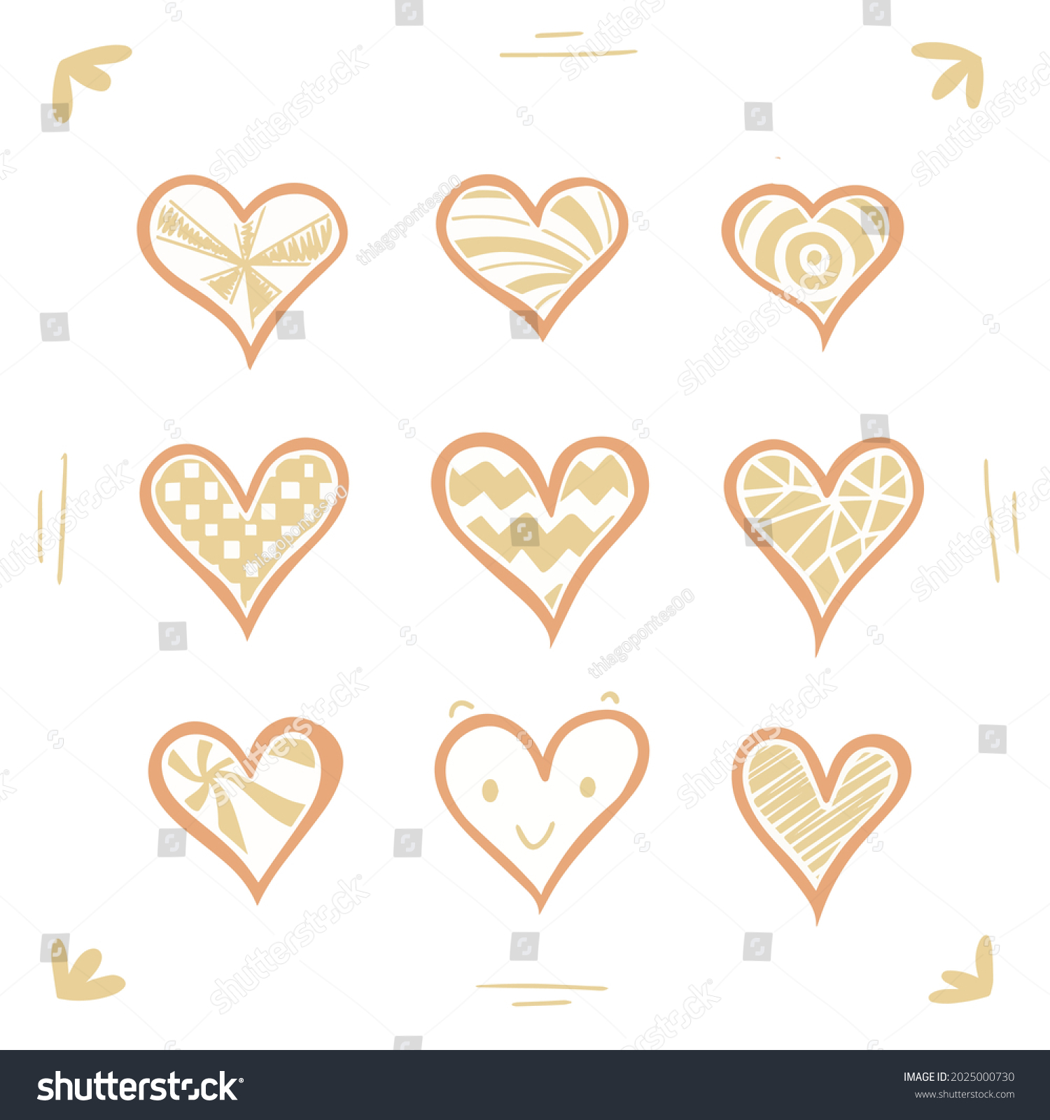 Hand Drawn Cute Nude Hearts Vector Stock Vector Royalty Free Shutterstock