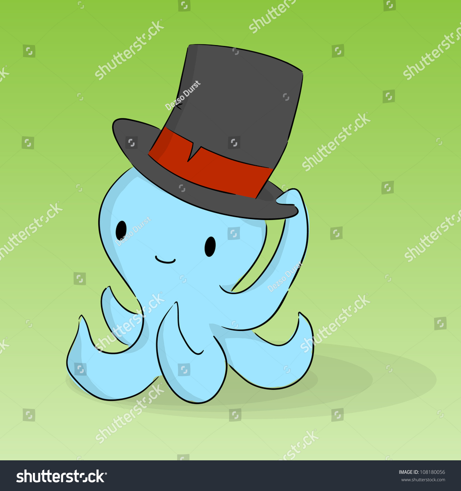 Vektor Stok Hand Drawn Cute Octopus Hat 