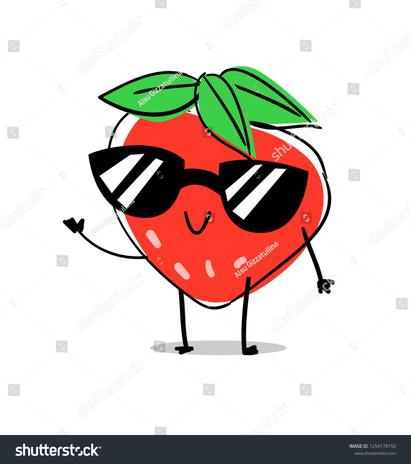 Hand Drawn Cute Strawberry Glasses Isolated Stock Vector (Royalty Free ...