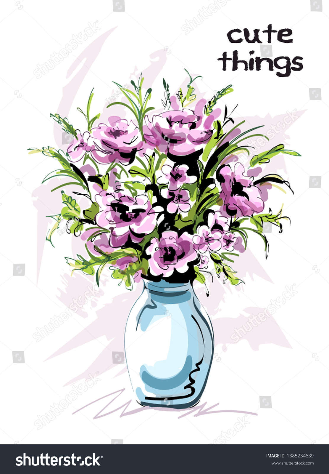 Cute Beautiful Flower Sketch Flower Vase Drawing 