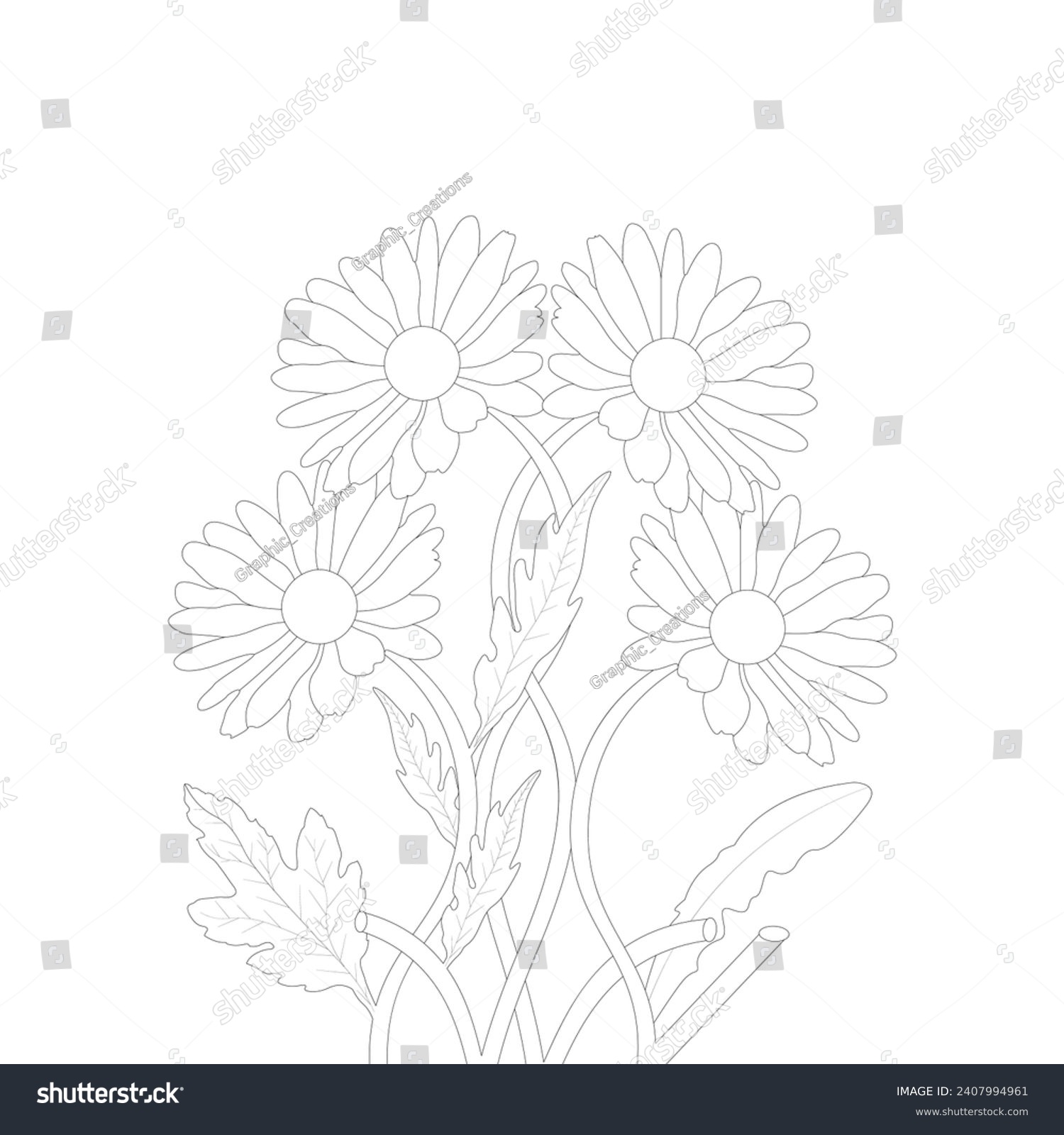 SVG of hand drawn daisy flower line art illustration vector svg
