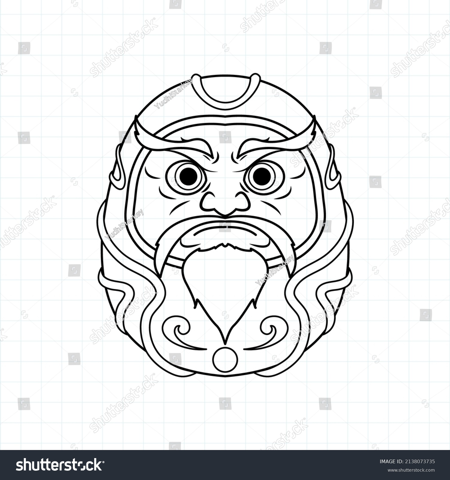 Hand Drawn Daruma Doll Coloring Page Stock Vector (Royalty Free ...