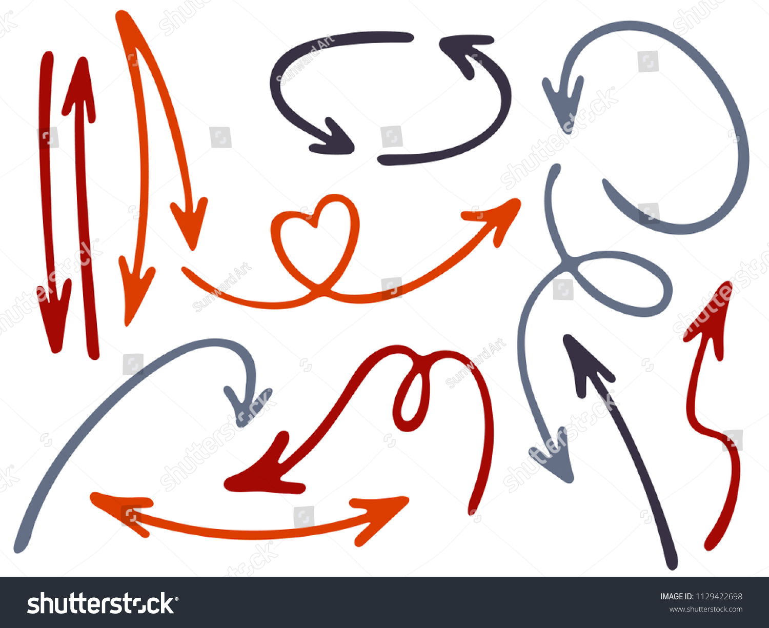 Hand Drawn Diagram Arrow Icons Vector Stock Vector Royalty Free