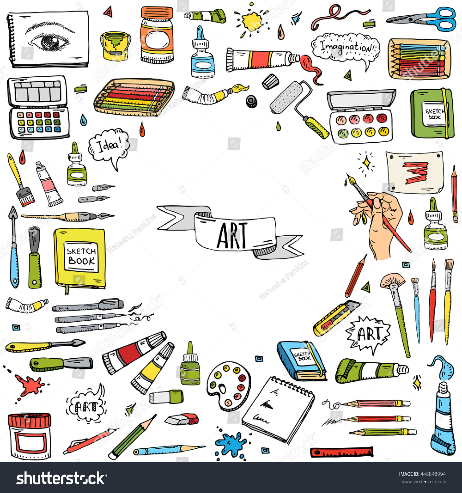 Hand Drawn Doodle Art Craft Tools Stock Vector Royalty Free