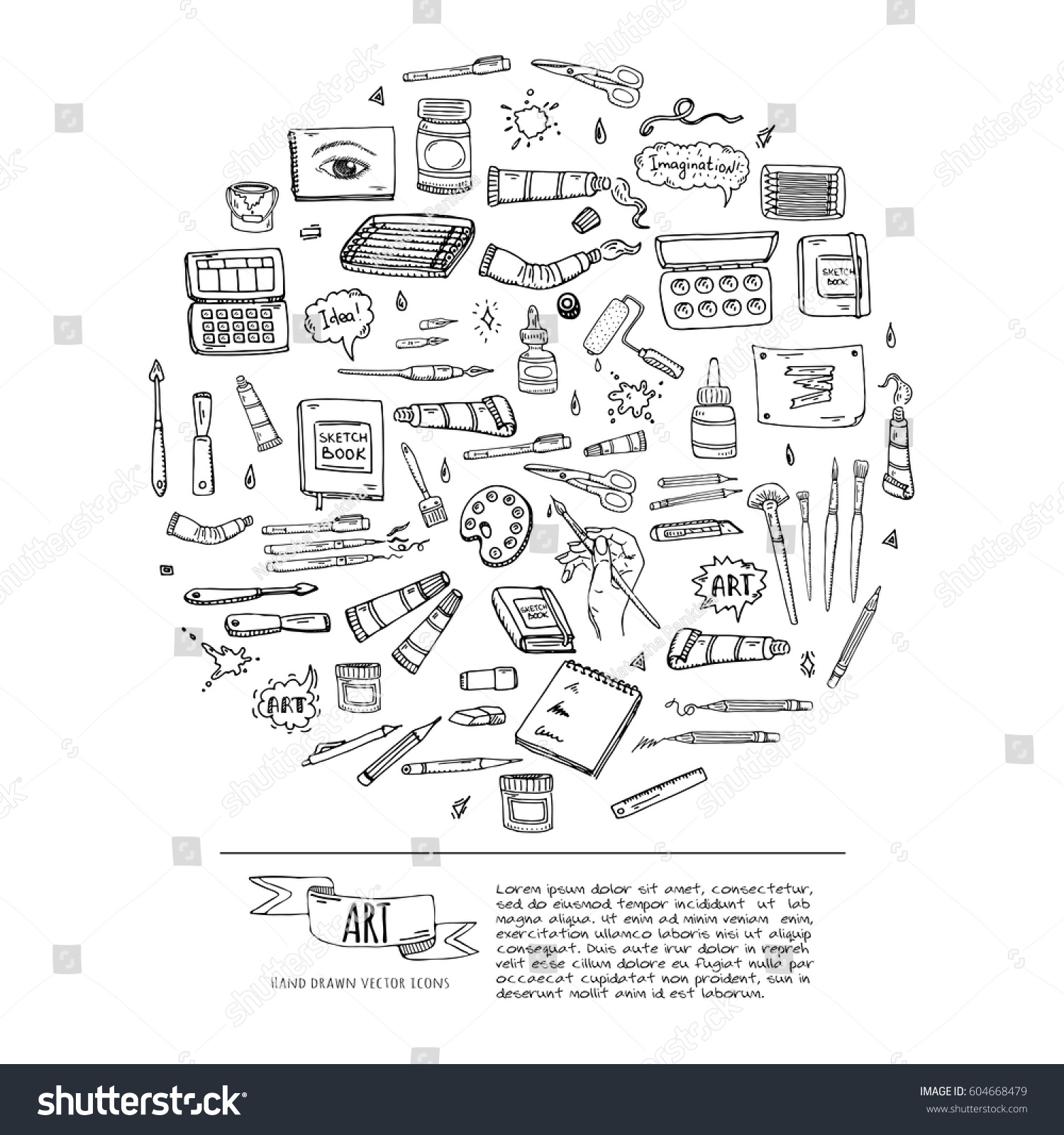 Hand Drawn Doodle Art Craft Tools Stock Vector Royalty Free