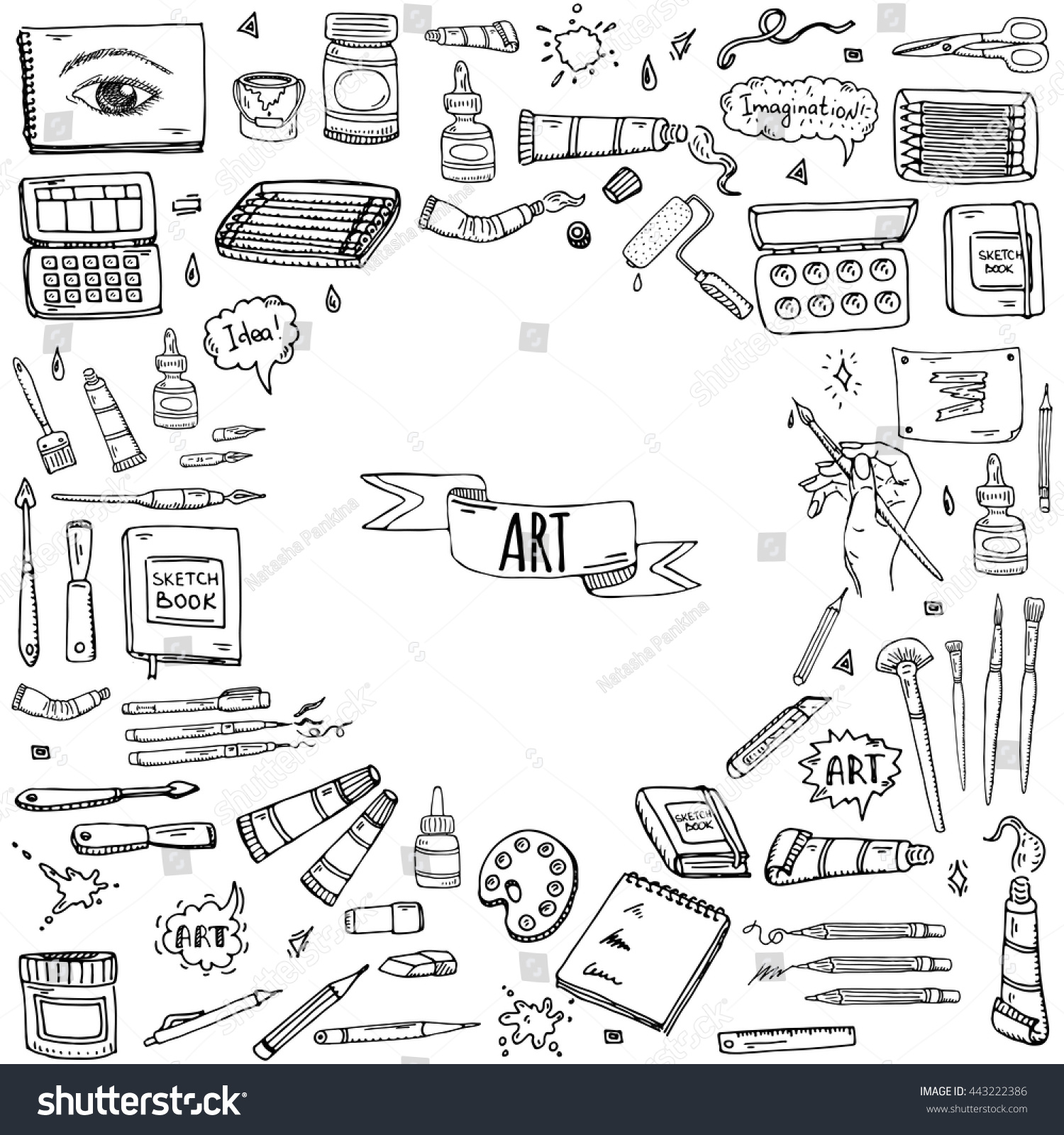 Hand Drawn Doodle Art Craft Tools Stock Vector Royalty Free