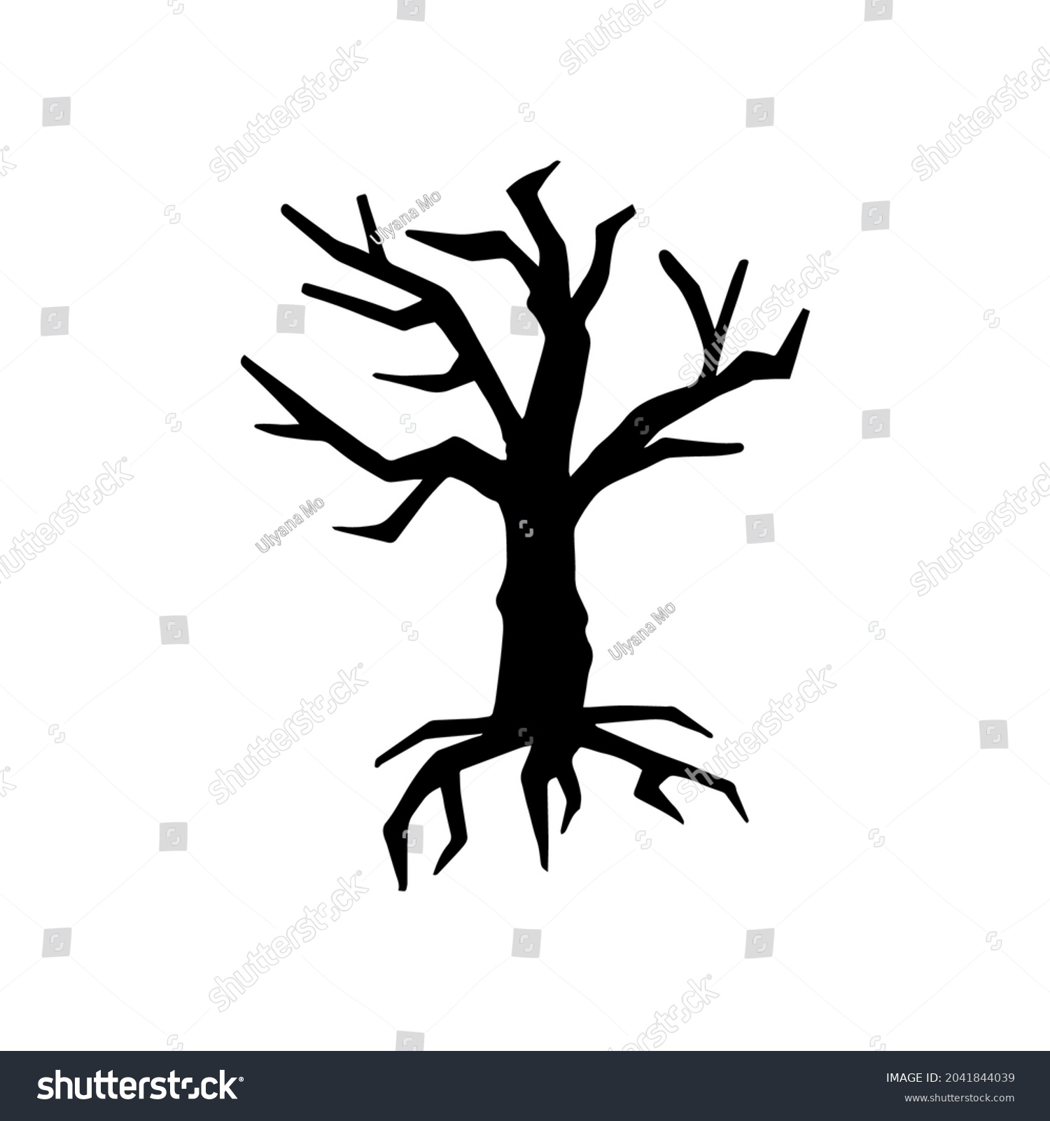 Hand Drawn Doodle Black Tree Clipart Stock Vector (Royalty Free ...