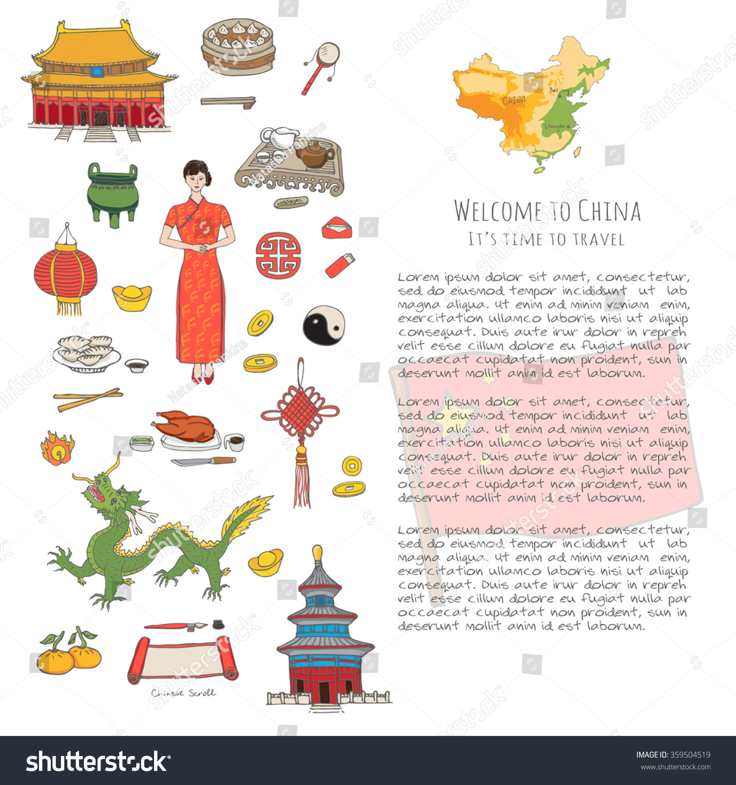 Hand Drawn Doodle China Icons Collection Stock Vector (Royalty Free ...