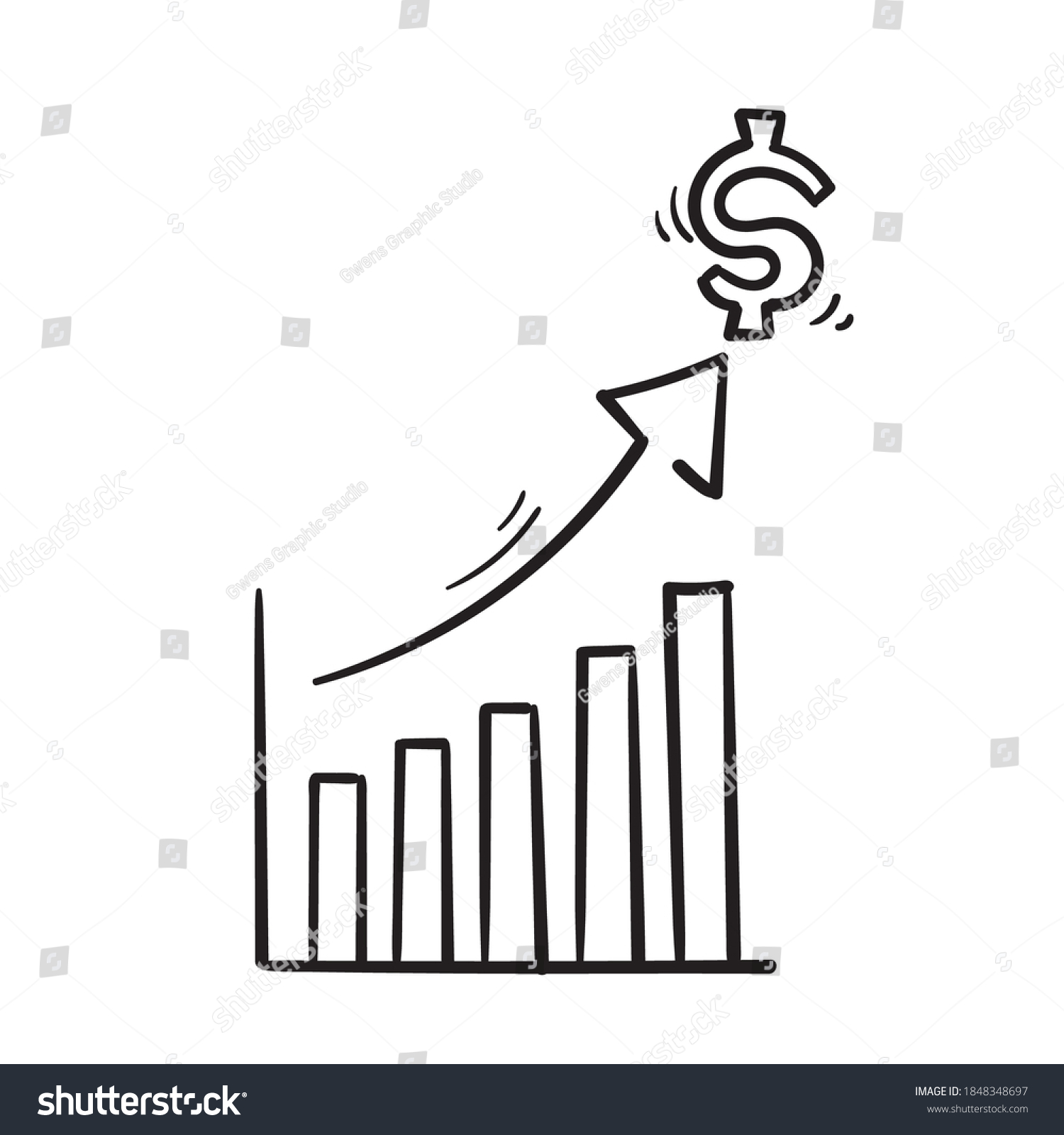 Hand Drawn Doodle Graph Symbol Increase Stock Vector (Royalty Free ...