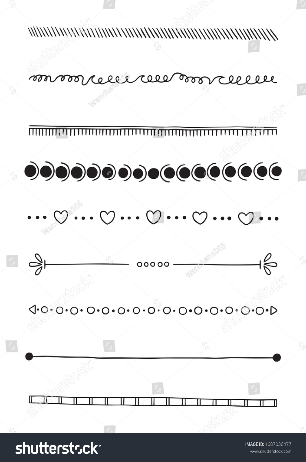 Hand Drawn Doodle Line Dividers Borders Stock Vector (Royalty Free ...