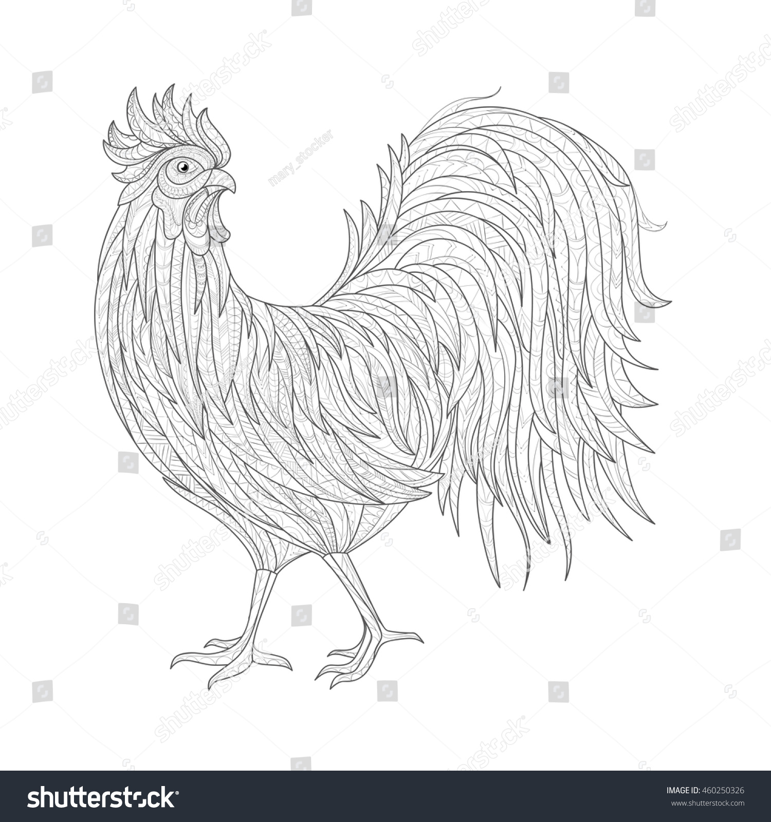 Hand Drawn Doodle Outline Rooster Illustration Stock Vector Royalty Free 460250326 Shutterstock