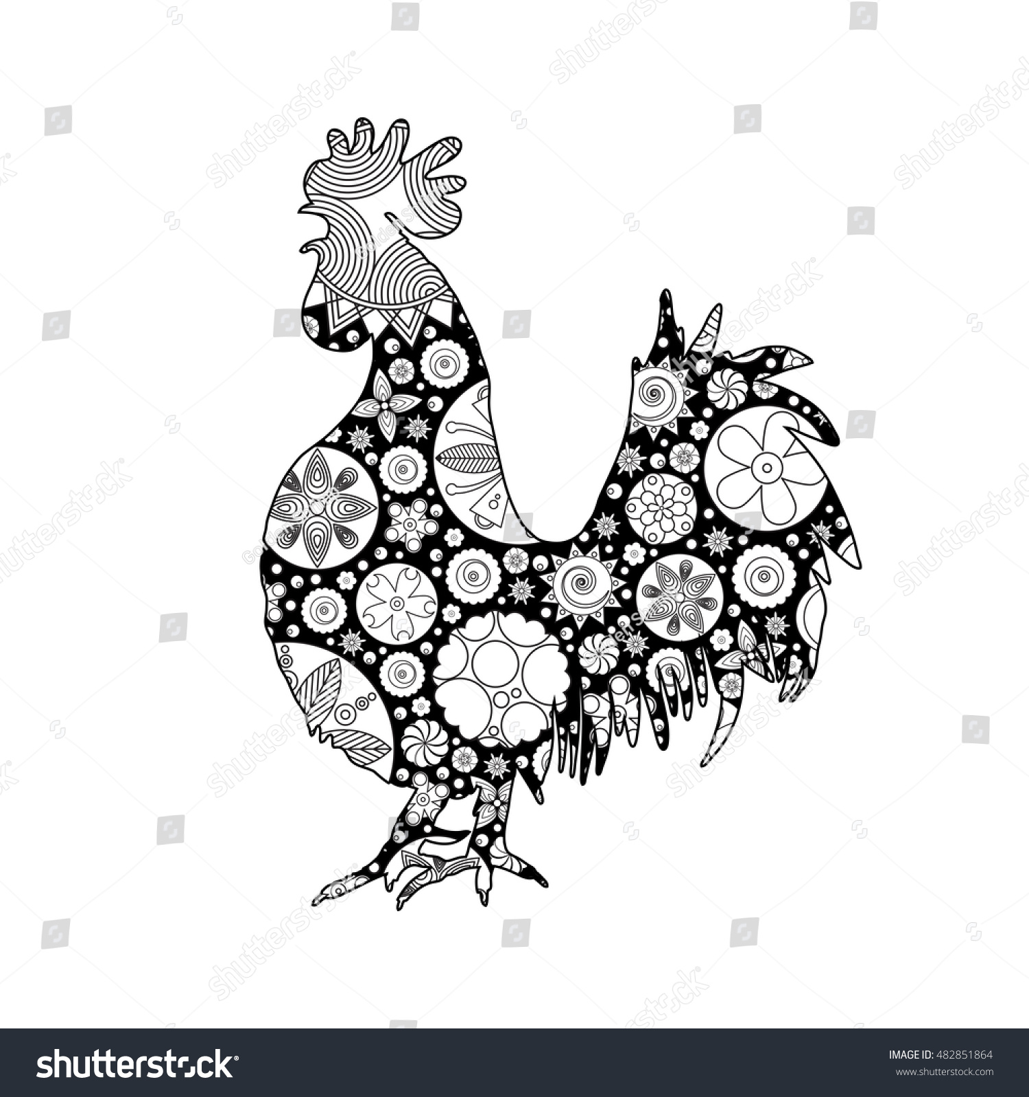 Hand Drawn Doodle Outline Rooster Illustration Stock Vector Royalty Free 482851864