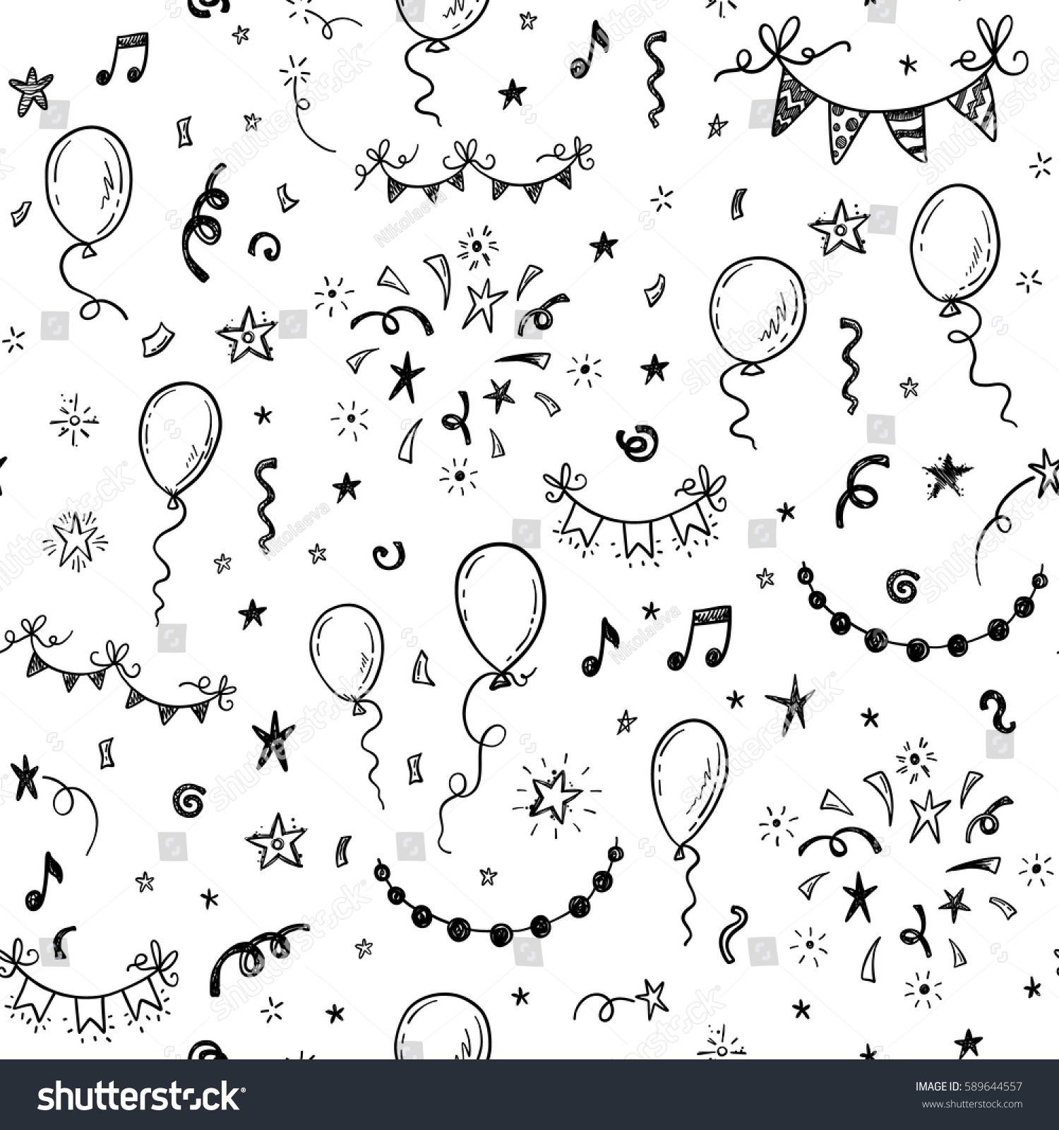 Hand Drawn Doodle Party Background Air Stock Vector (Royalty Free