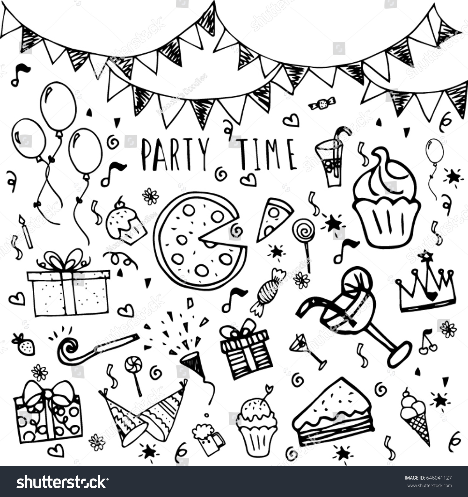 Hand Drawn Doodle Party Background Air Stock Vector Royalty Free