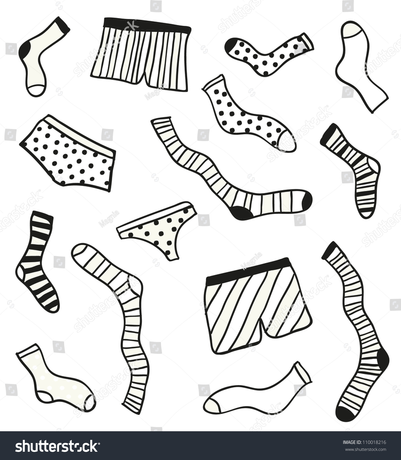 Hand Drawn Doodle Underwear. Vector Illustration - 110018216 : Shutterstock