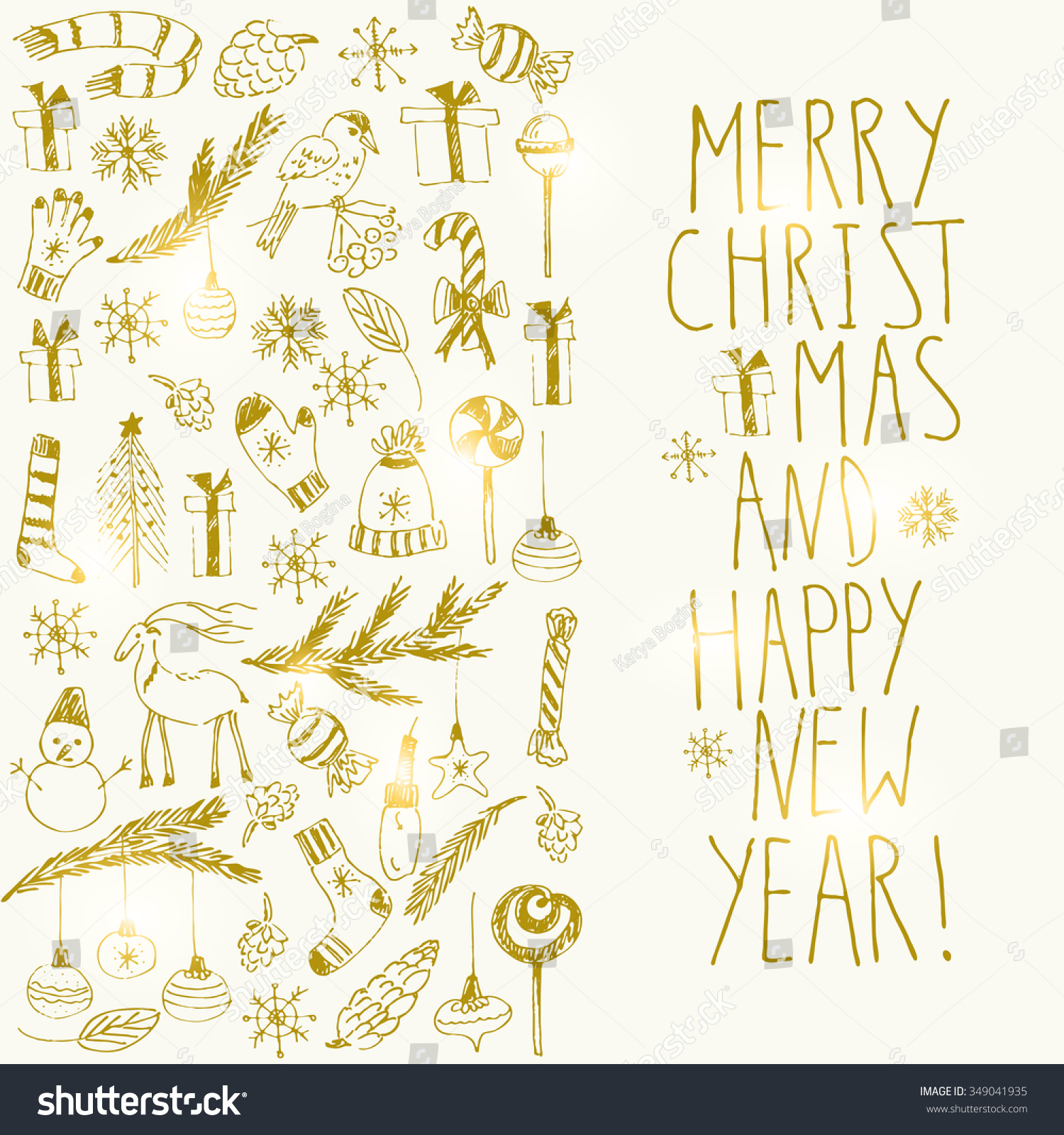 Hand Drawn Doodle Vector Illustration Christmas Stock Vector