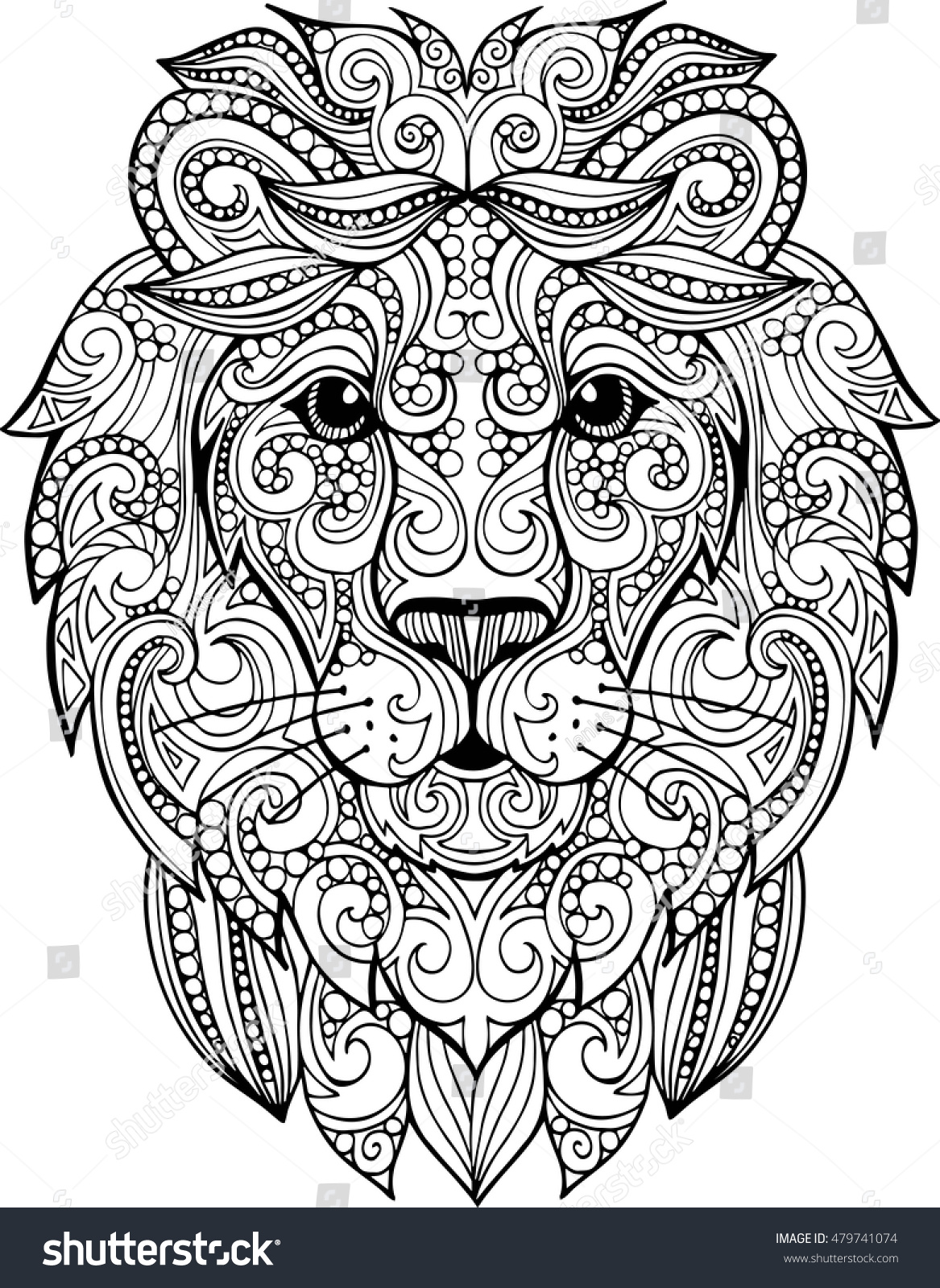 Hand Drawn Doodle Zentangle Lion Illustration Stock Vector 479741074