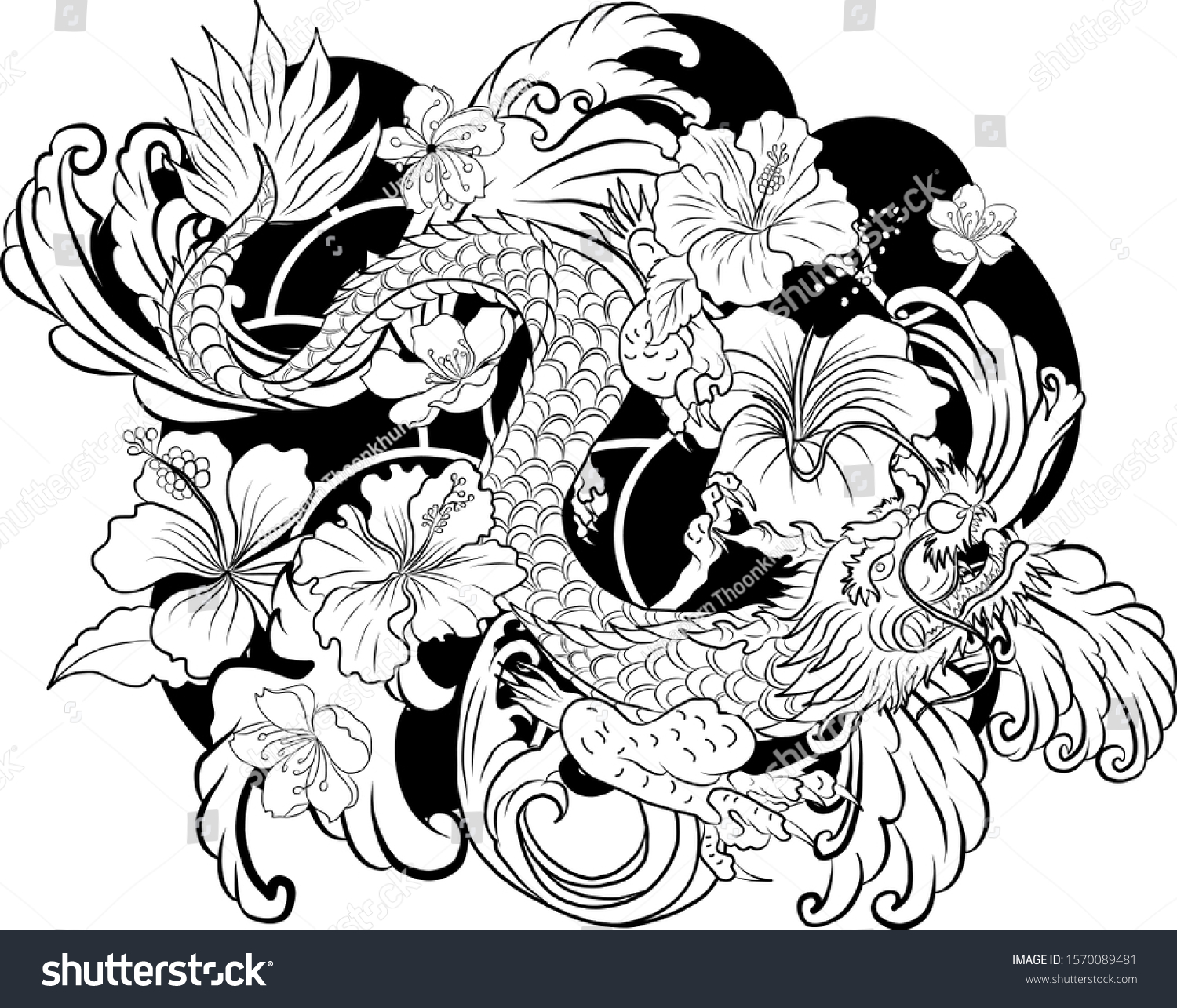 Download Hand Drawn Dragon Tattoo Coloring Book Stock Vector Royalty Free 1570089481